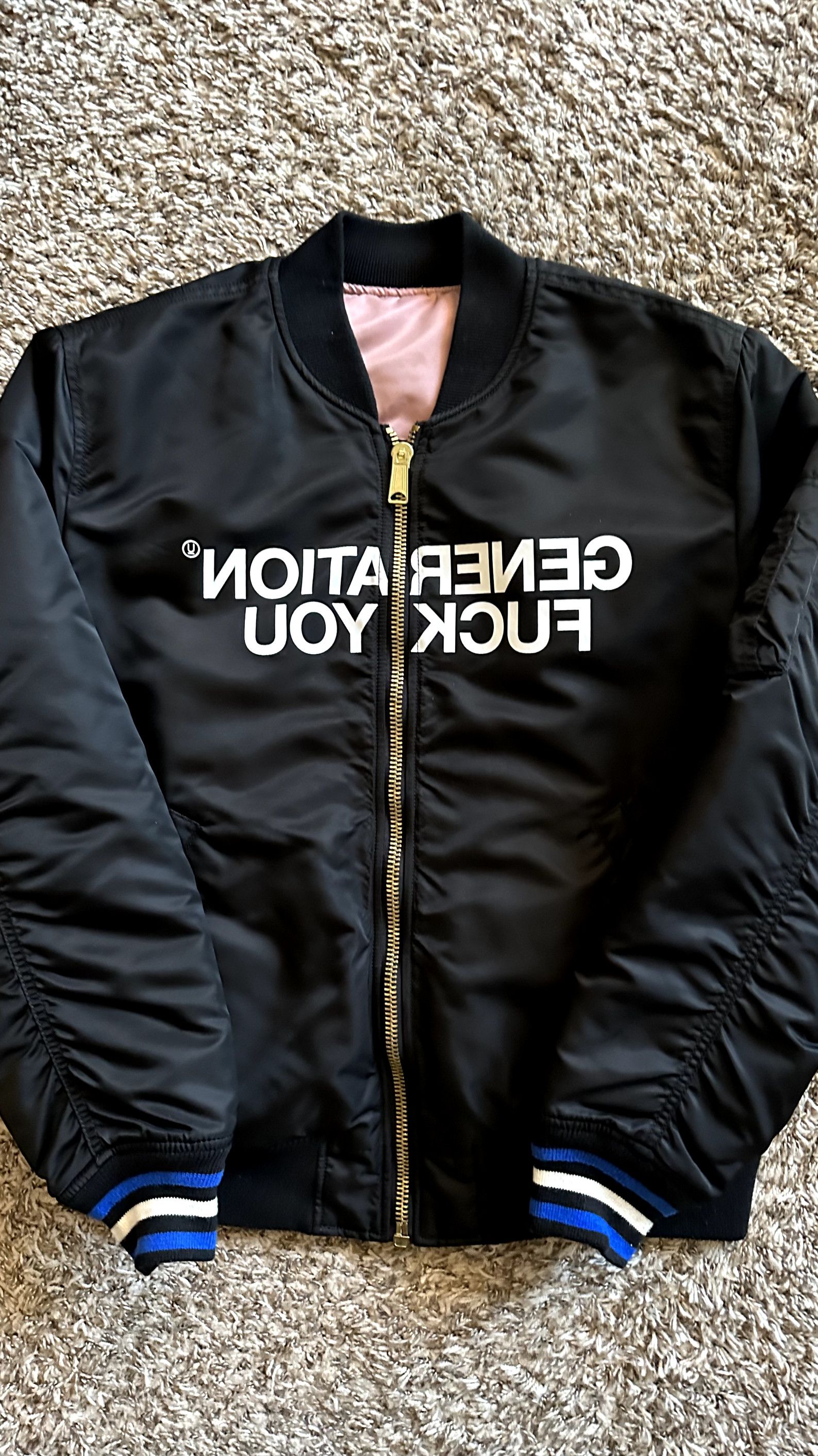 image of Hype x Supreme Undercover Ma-1 Black Flight Bomber Jacket M, Men's (Size Medium)