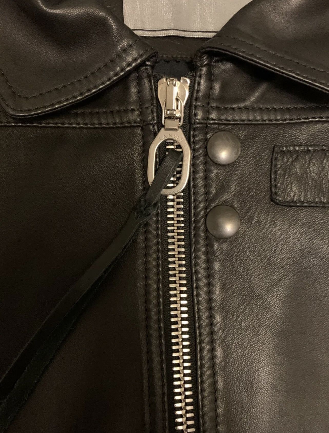 Lanvin Lanvin Black Leather Coat Jacket Size 52 $4560 Size US L / EU 52-54 / 3 - 3 Thumbnail