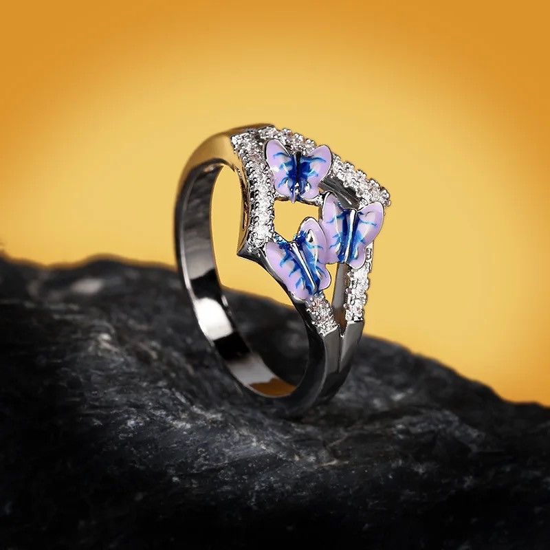 Japanese Brand × Jewelry × Vintage Classic Epoxy Enamel Butterfly Ring Size ONE SIZE - 2 Thumbnail