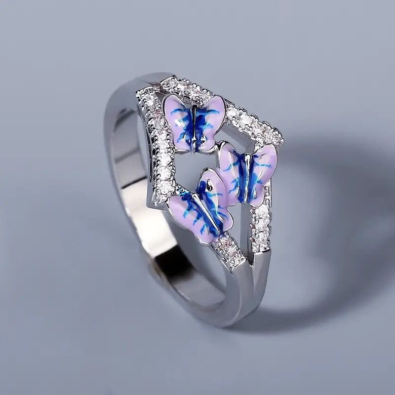 Japanese Brand × Jewelry × Vintage Classic Epoxy Enamel Butterfly Ring Size ONE SIZE - 1 Thumbnail
