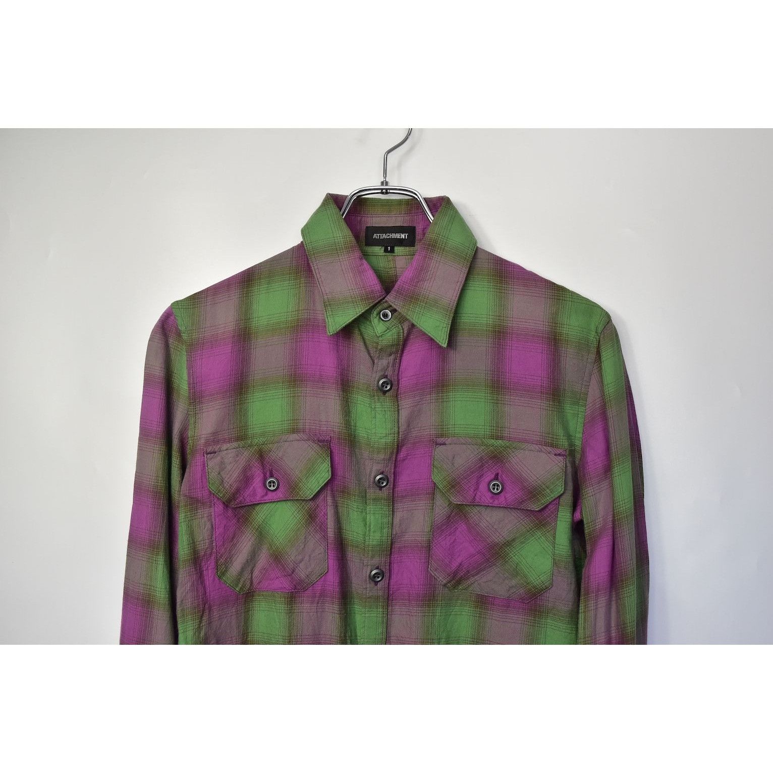 Attachment × Kazuyuki Kumagai Attachment shadow check shirt pocket shirt 28953 - 847 55 Size US S / EU 44-46 / 1 - 7 Thumbnail