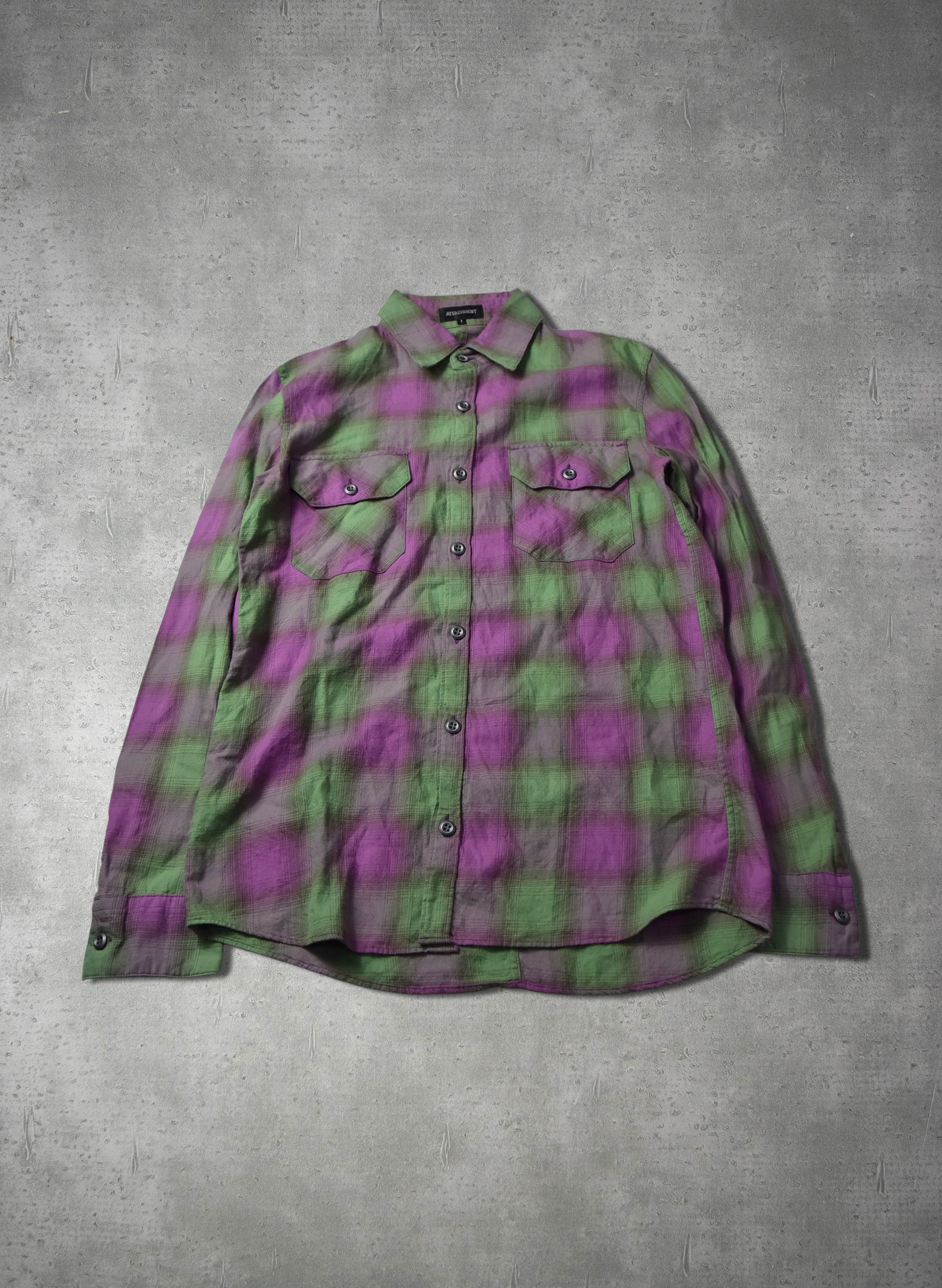 image of Attachment x Kazuyuki Kumagai Attachment Shadow Check Shirt Pocket Shirt 28953 - 847 55 in Mix (Siz