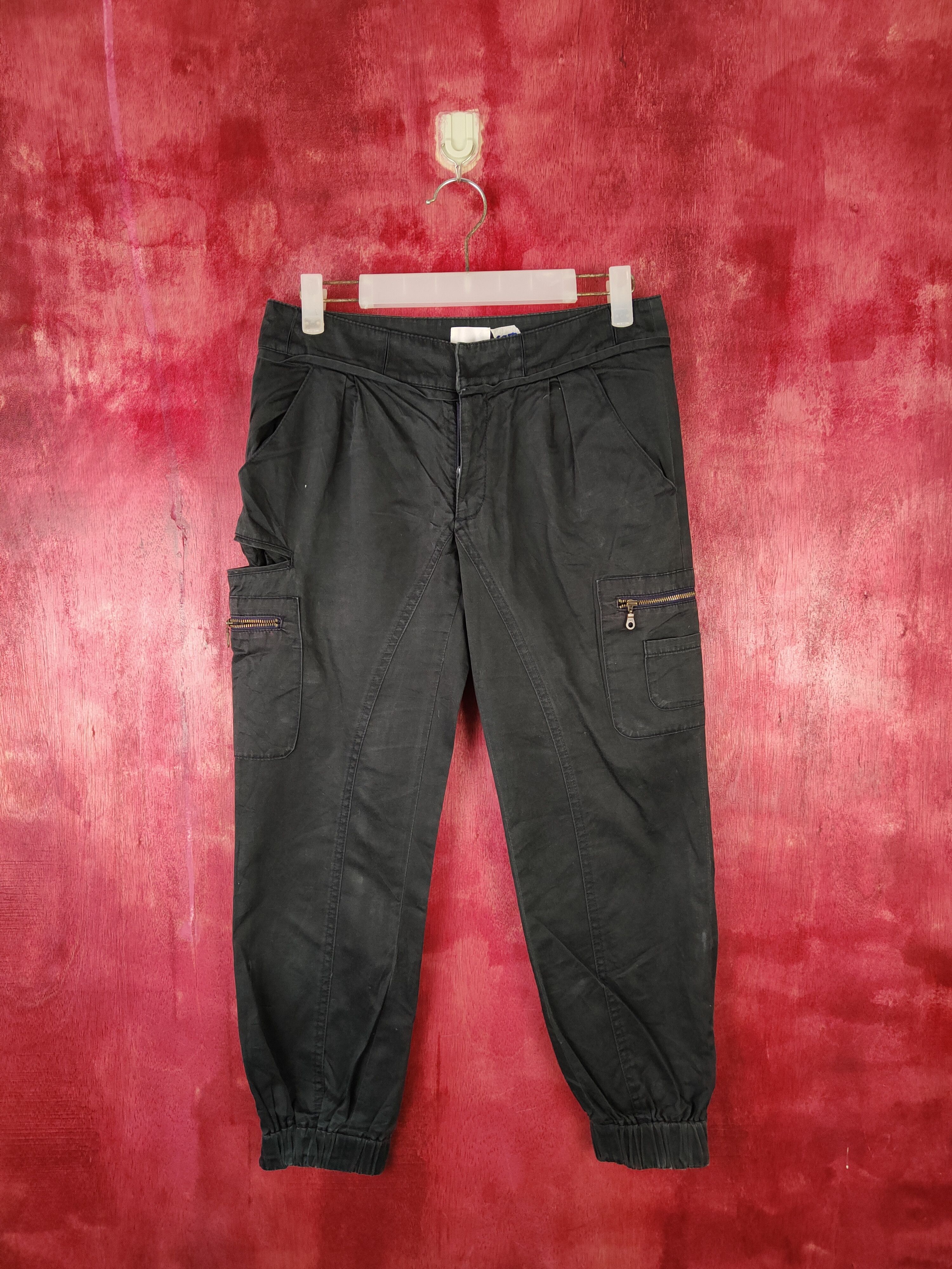 Vintage Beardsley made in japan Black jogger Cargo Pants #S573 Size 29" - 1 Thumbnail