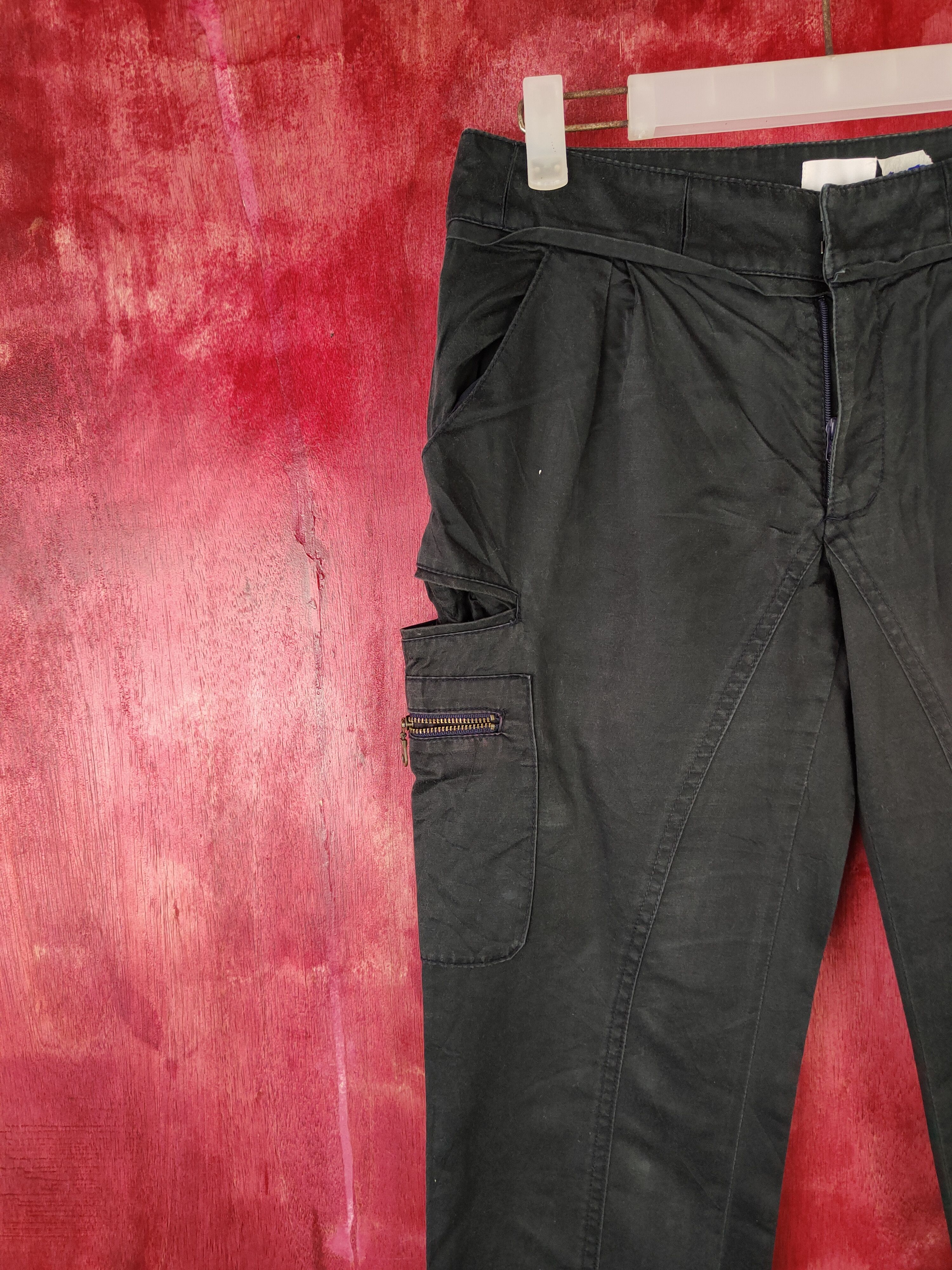 Vintage Beardsley made in japan Black jogger Cargo Pants #S573 Size 29" - 3 Thumbnail