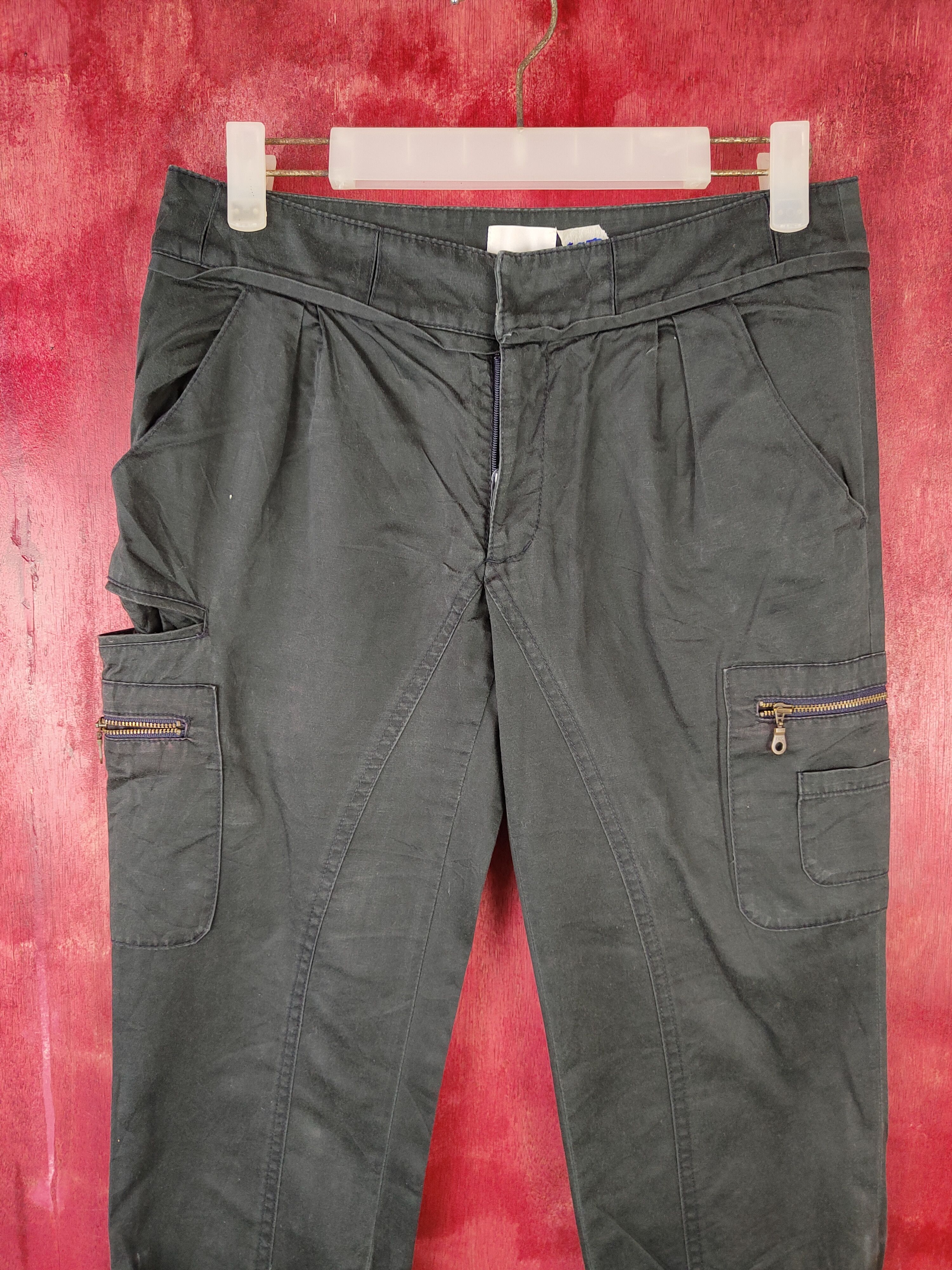Vintage Beardsley made in japan Black jogger Cargo Pants #S573 Size 29" - 2 Thumbnail
