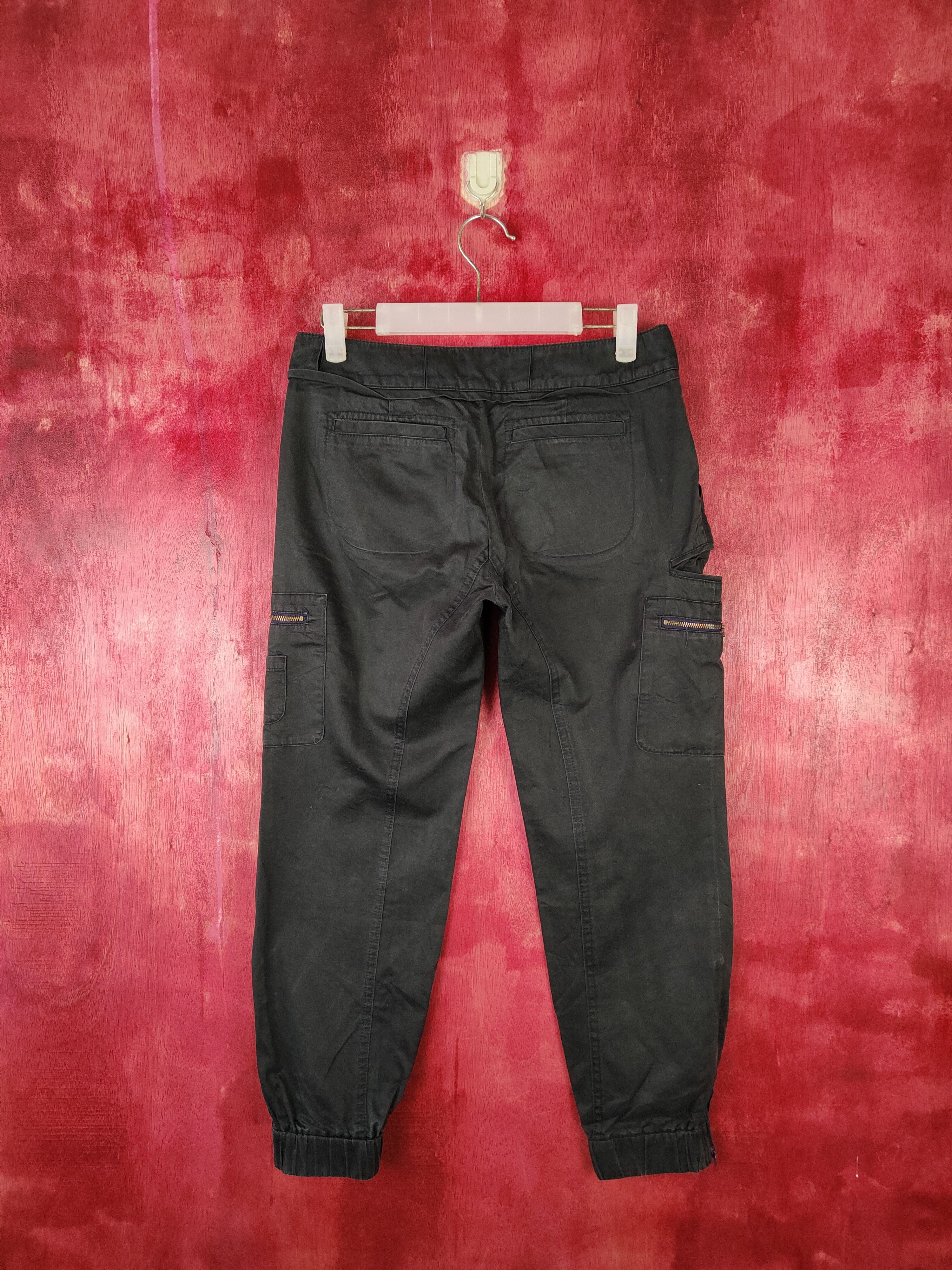 Vintage Beardsley made in japan Black jogger Cargo Pants #S573 Size 29" - 7 Thumbnail