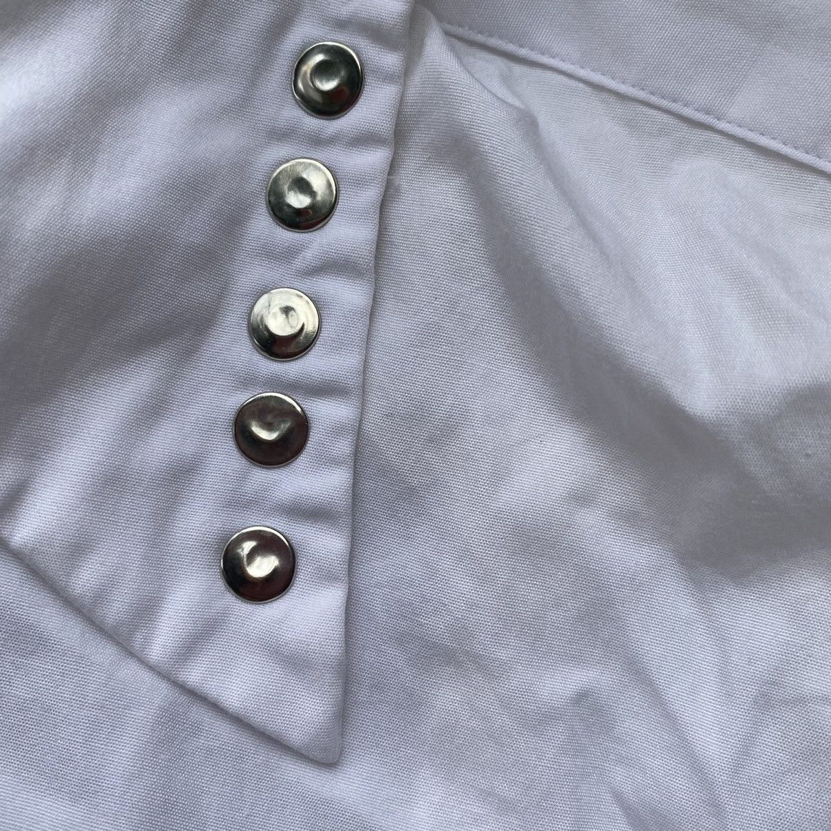 Comme des Garcons Homme Plus 1990s green cotton shirt with folded and embroidered hem