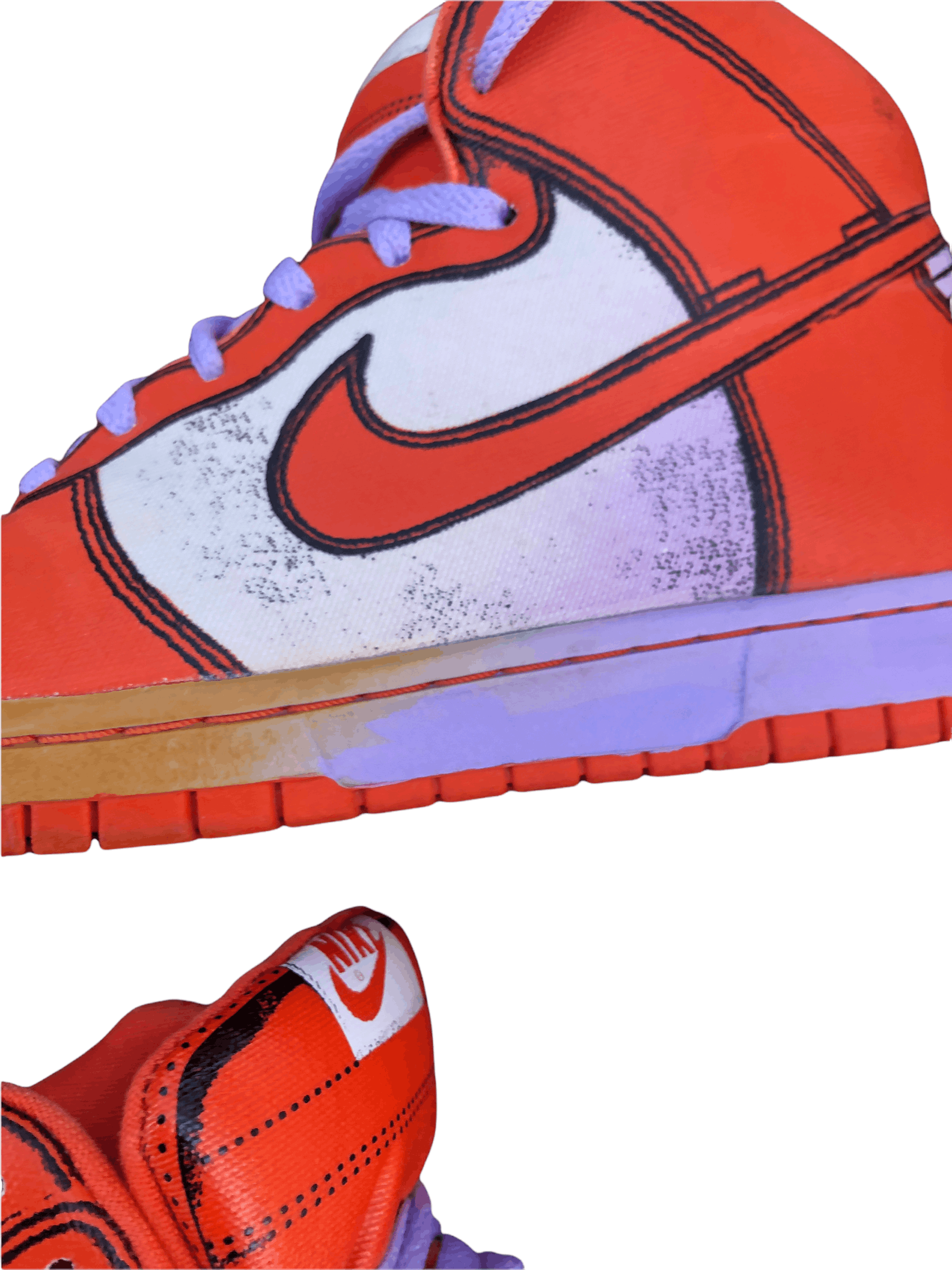 Nike RARE 2007 Nike Dunk High Piece Premium Lilac Deep Orange Size US 10 / EU 43 - 3 Thumbnail