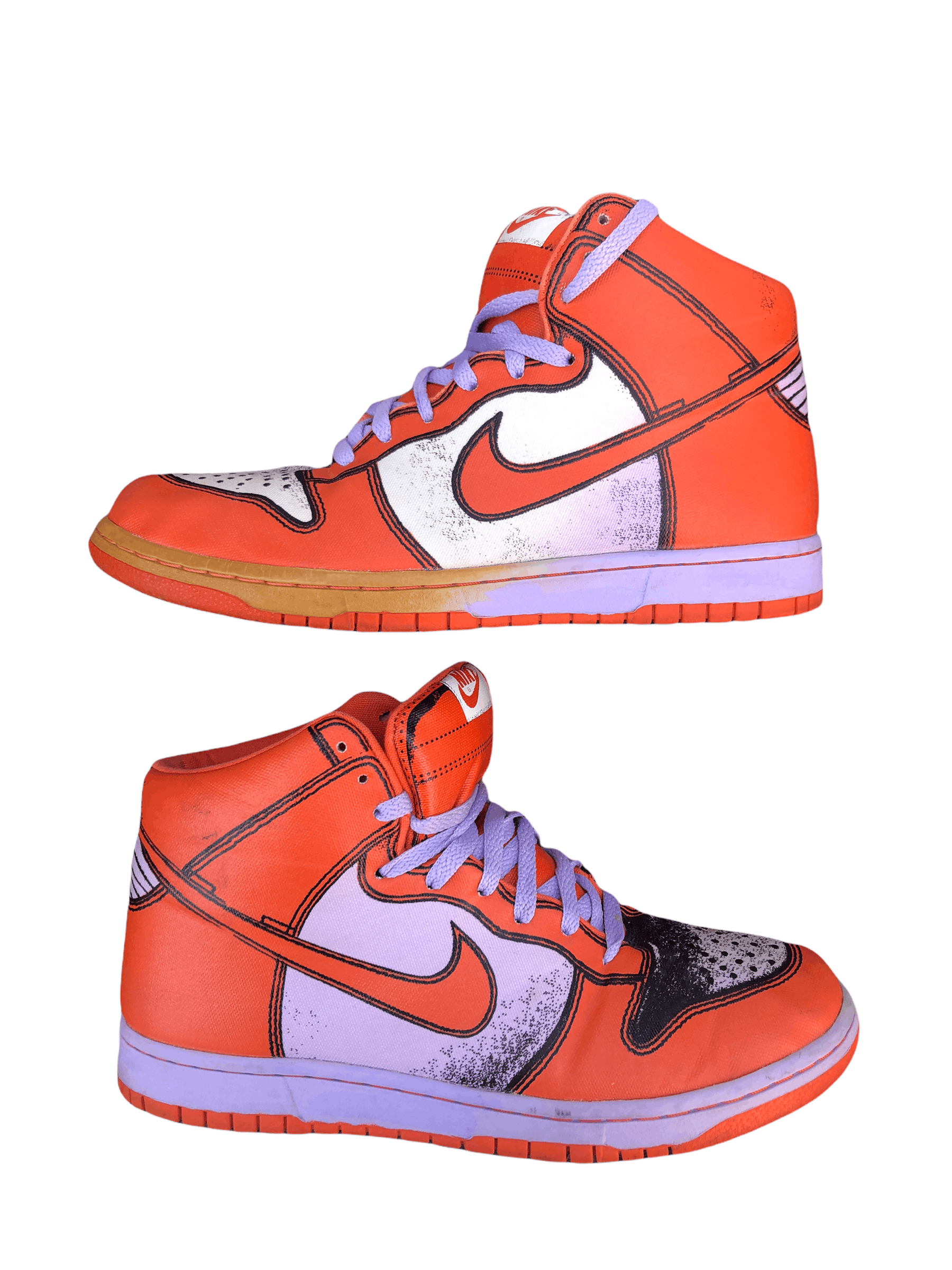 Nike RARE 2007 Nike Dunk High Piece Premium Lilac Deep Orange Size US 10 / EU 43 - 4 Thumbnail