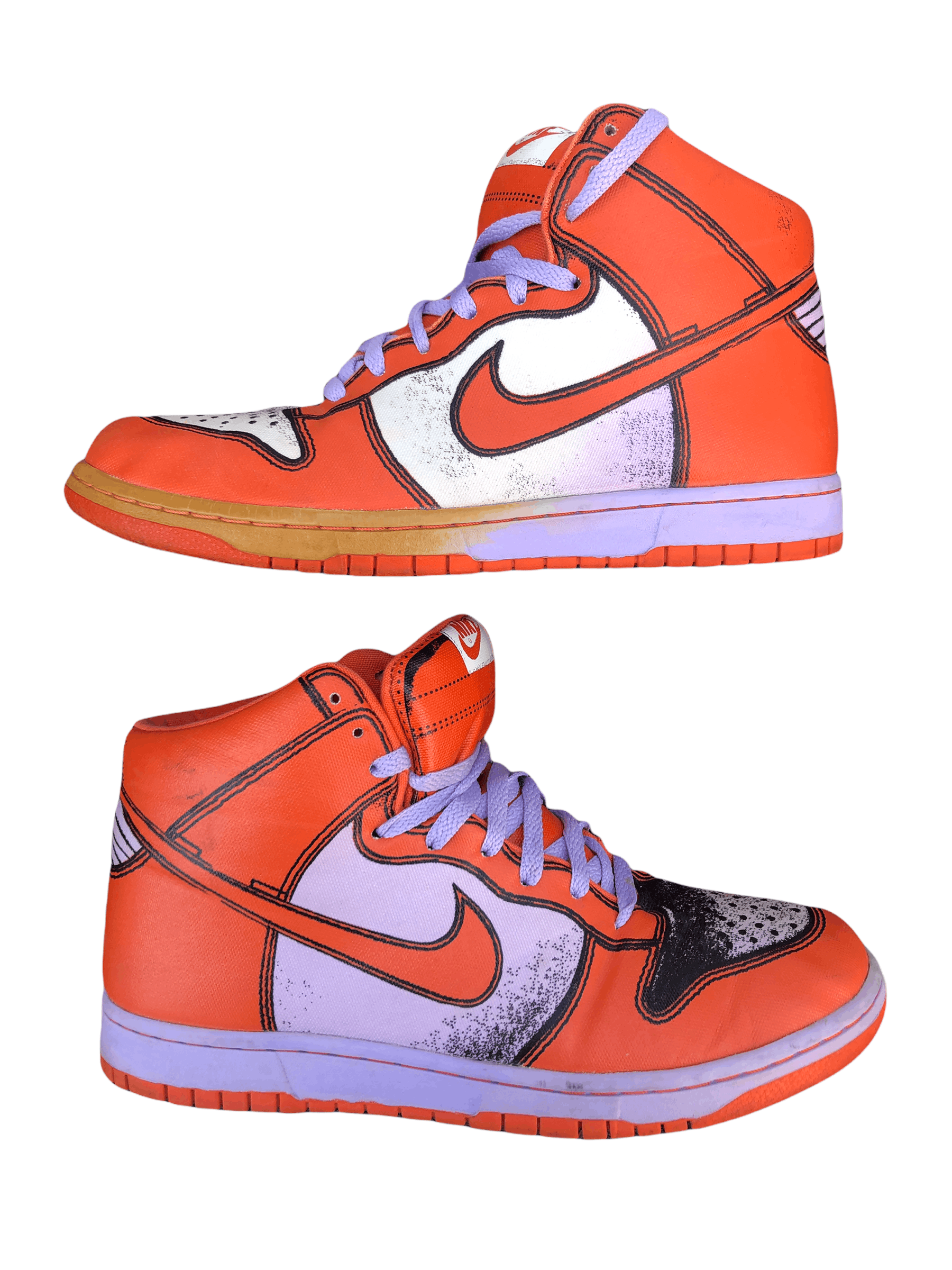 Nike RARE 2007 Nike Dunk High Piece Premium Lilac Deep Orange Size US 10 / EU 43 - 1 Thumbnail