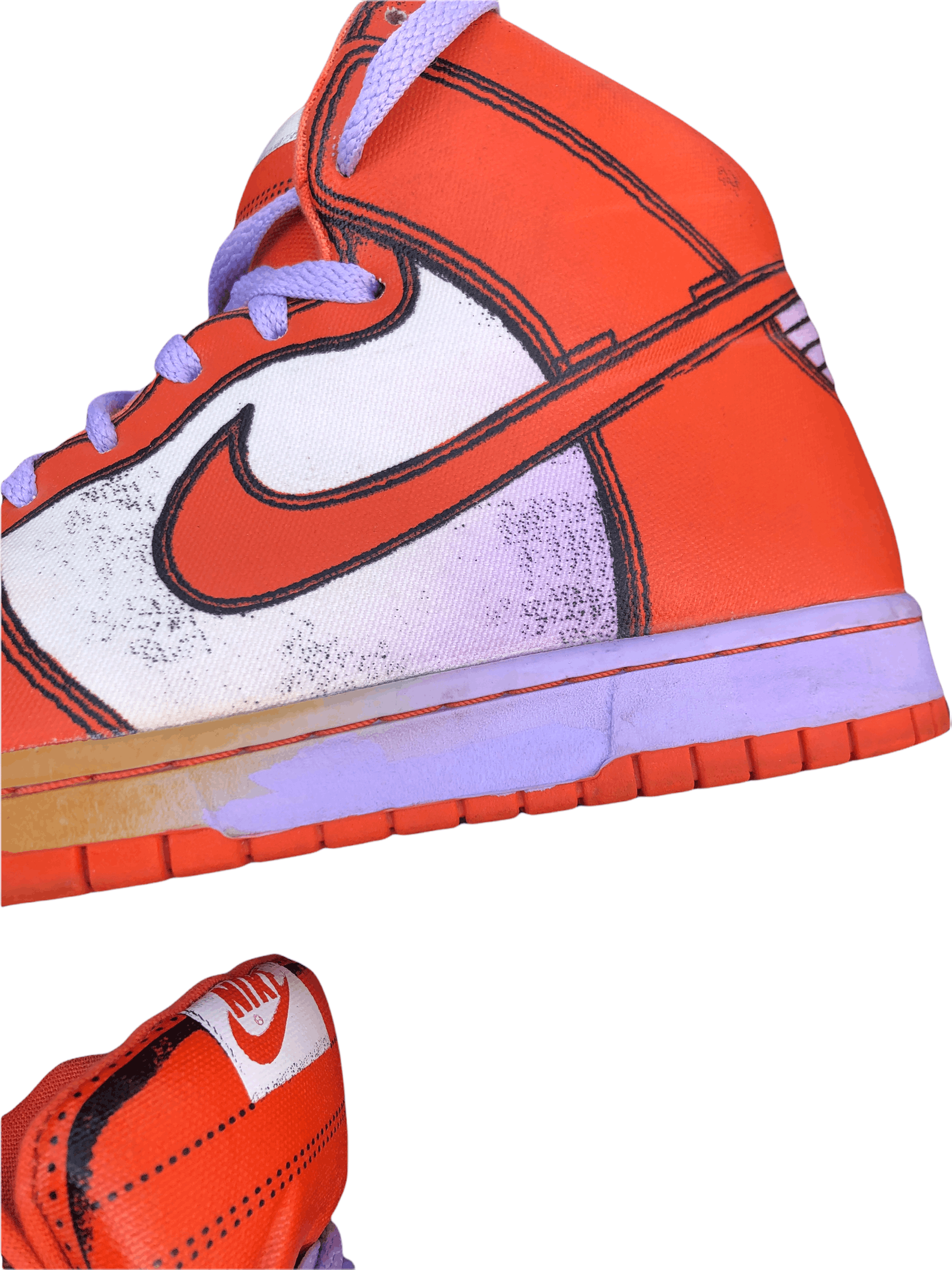Nike RARE 2007 Nike Dunk High Piece Premium Lilac Deep Orange Size US 10 / EU 43 - 5 Thumbnail
