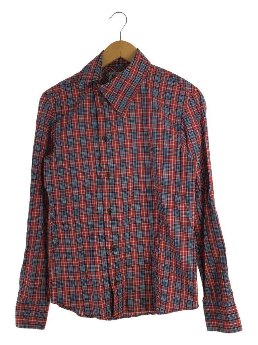 Pre-owned Vivienne Westwood Orb Punk Plaid Asymmetrical Button Shirt In Red