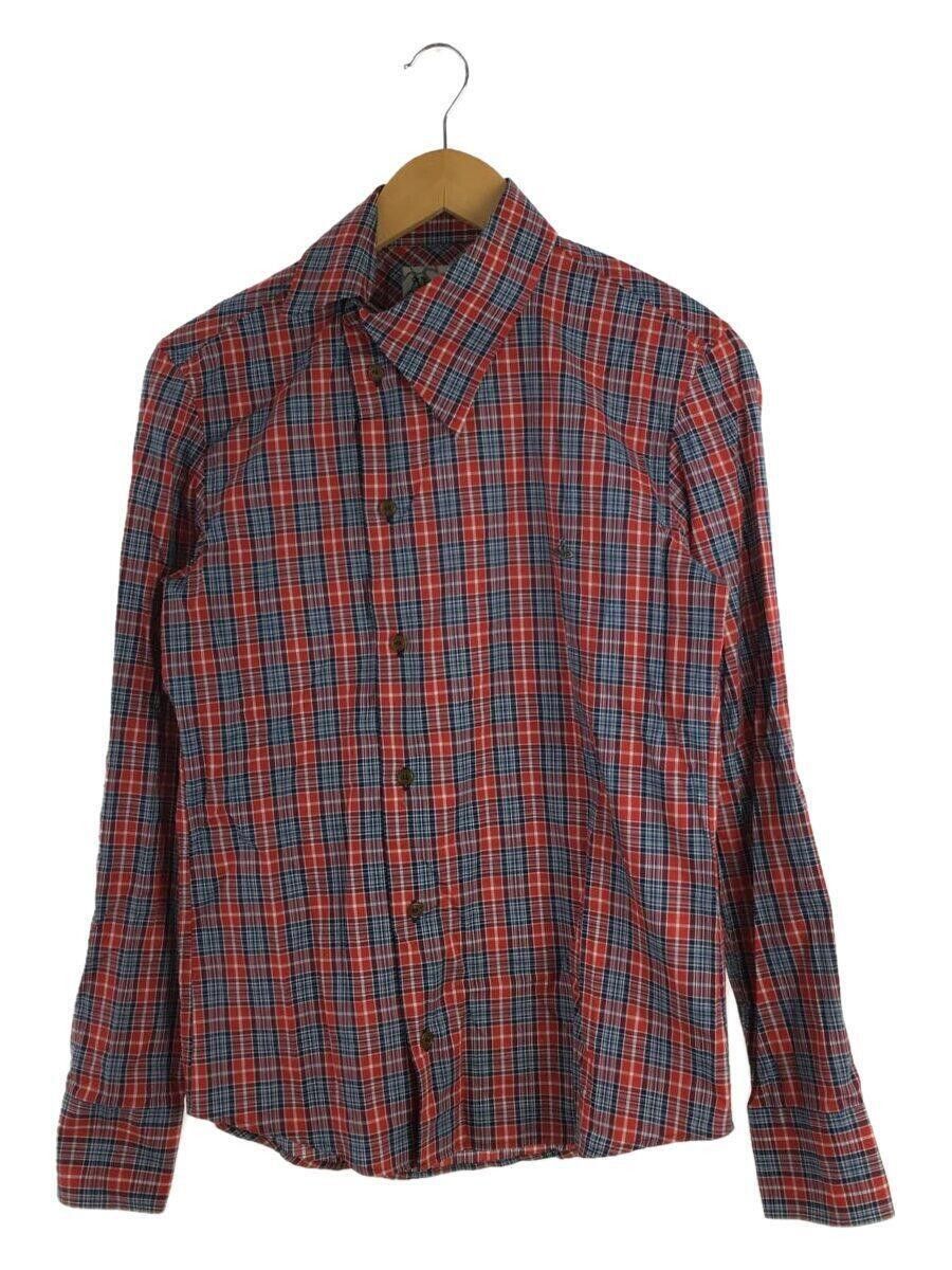 image of Vivienne Westwood Orb Punk Plaid Asymmetrical Button Shirt in Red, Men's (Size Small)