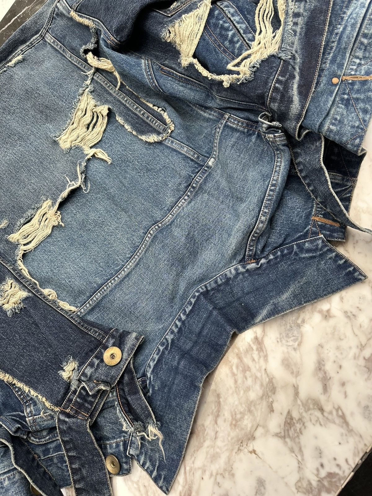 Maison MIHARA YASUHIRO 1400$ New Mihara Runway Reconstructed Layered Denim Jacket Size US M / EU 48-50 / 2 - 15 Thumbnail