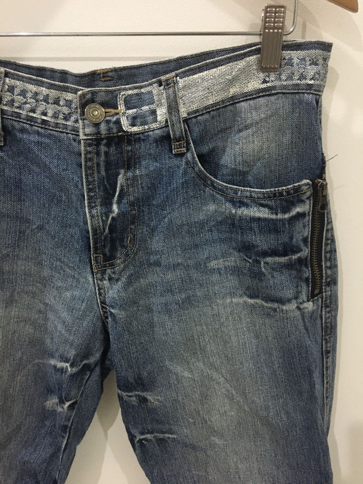 Japanese Brand PPFM - SLIM FIT WASHED RIPPED UNION JACK 3 QUARTER JEANS Size US 32 / EU 48 - 8 Thumbnail
