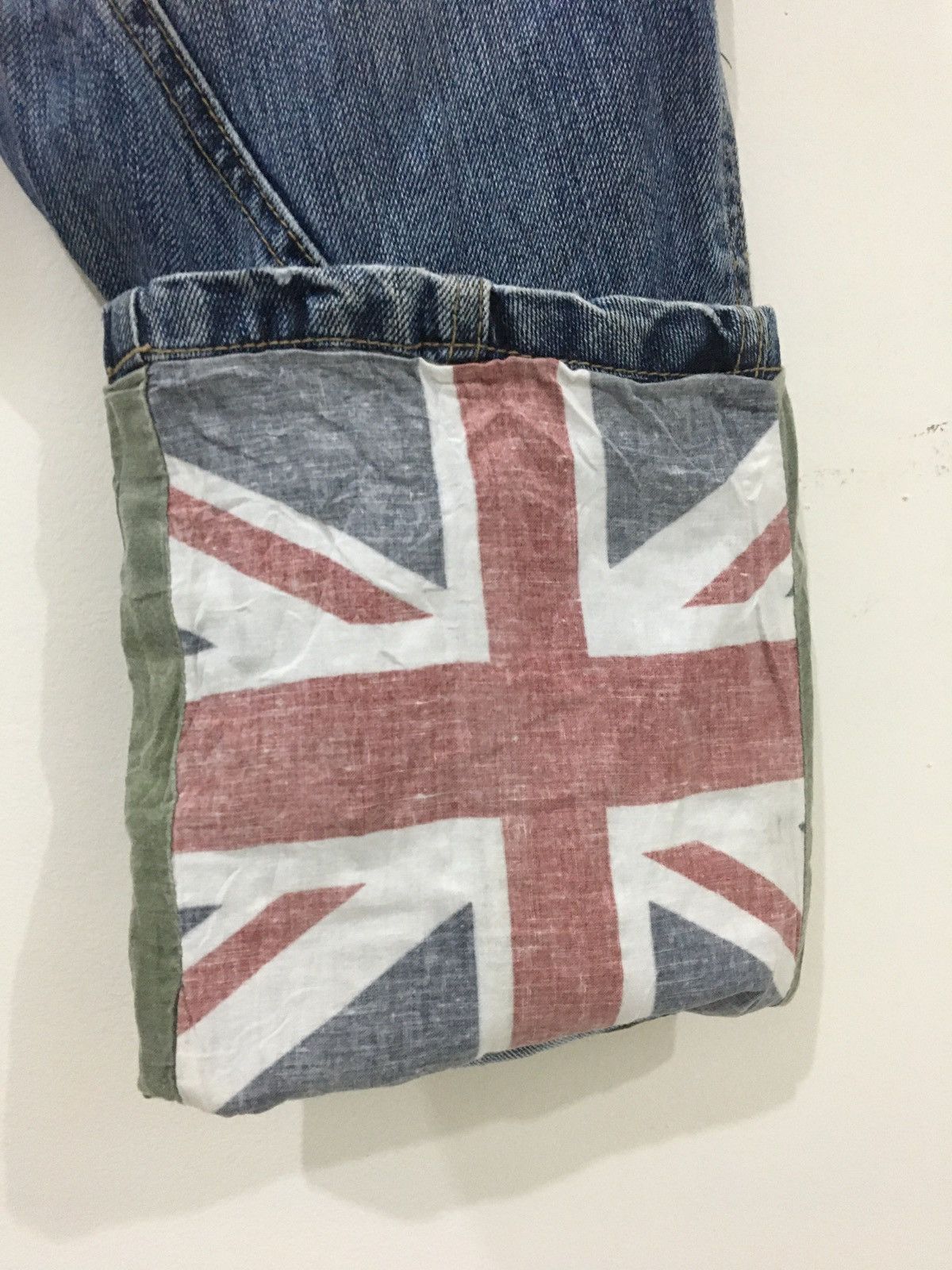 Japanese Brand PPFM - SLIM FIT WASHED RIPPED UNION JACK 3 QUARTER JEANS Size US 32 / EU 48 - 12 Thumbnail
