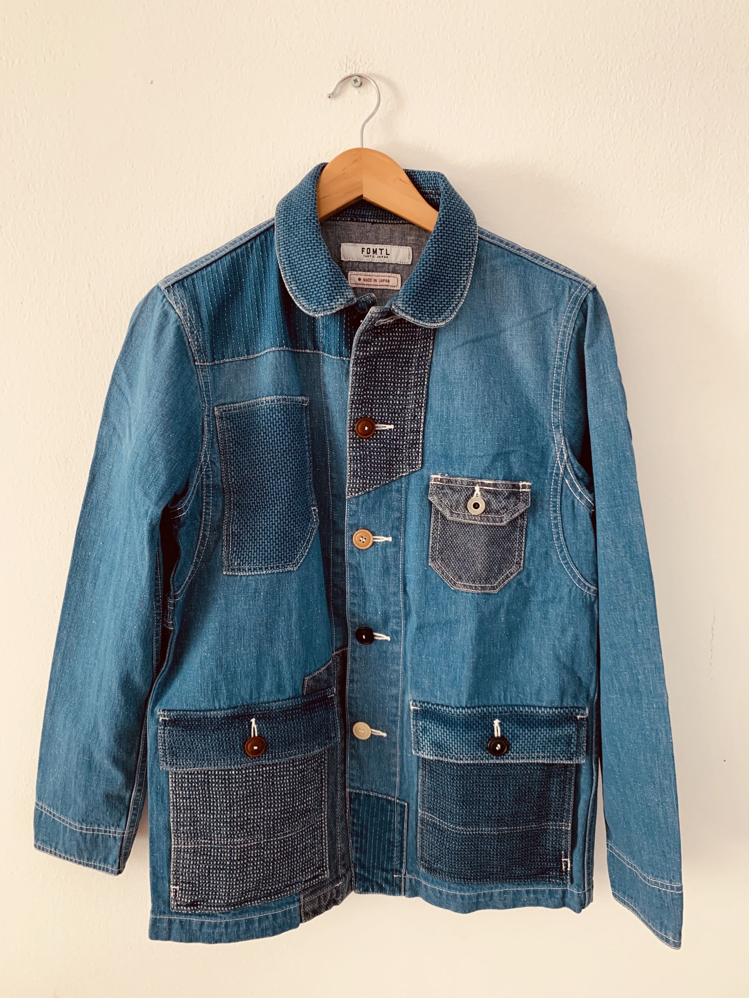 image of Fdmtl Patchwork Coverall Jacket in Indigo, Men's (Size Small)