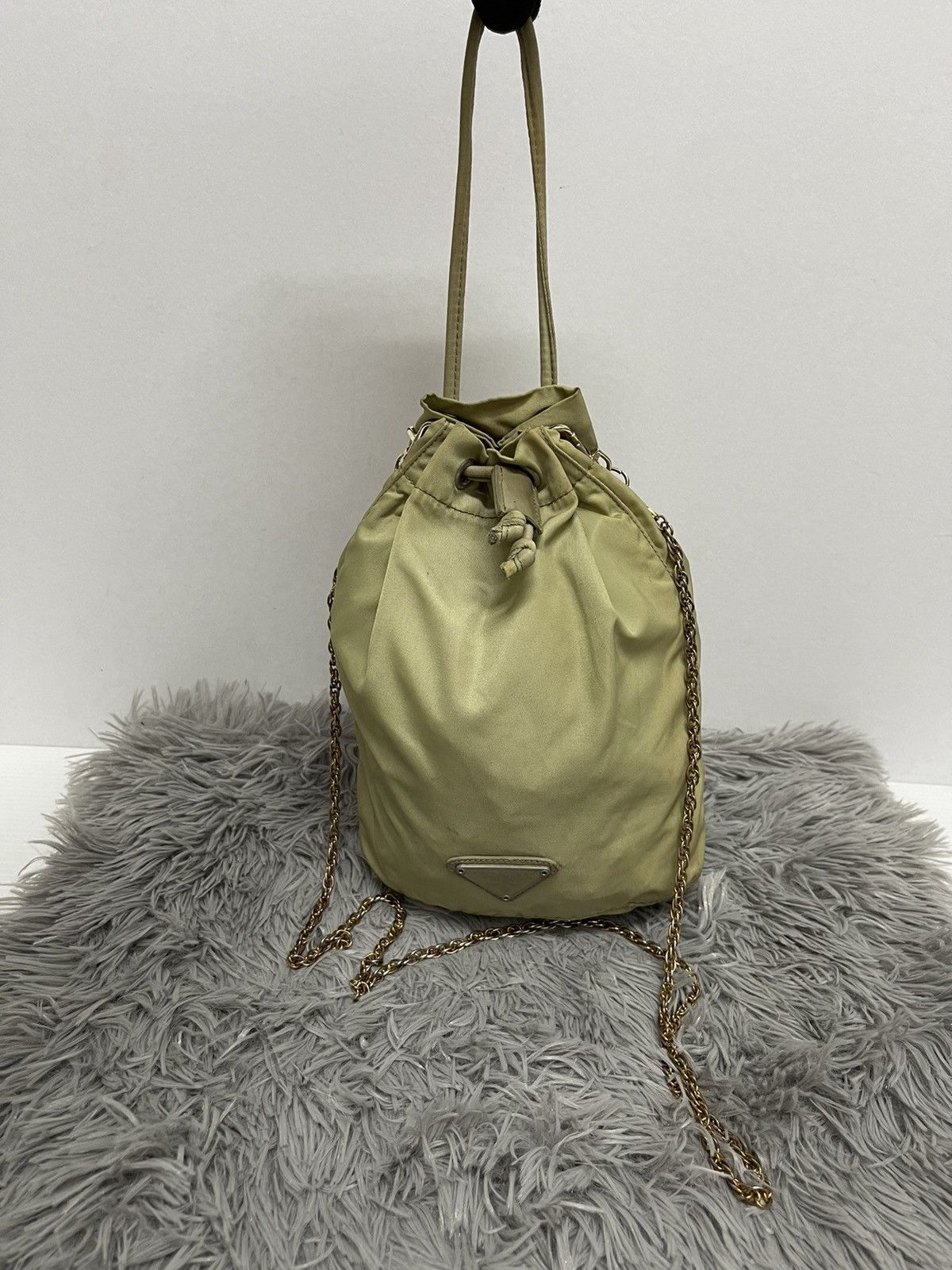 Prada Authentic Clutch Mini Bag Tussuto Drawstring Pouch Size ONE SIZE - 10 Thumbnail