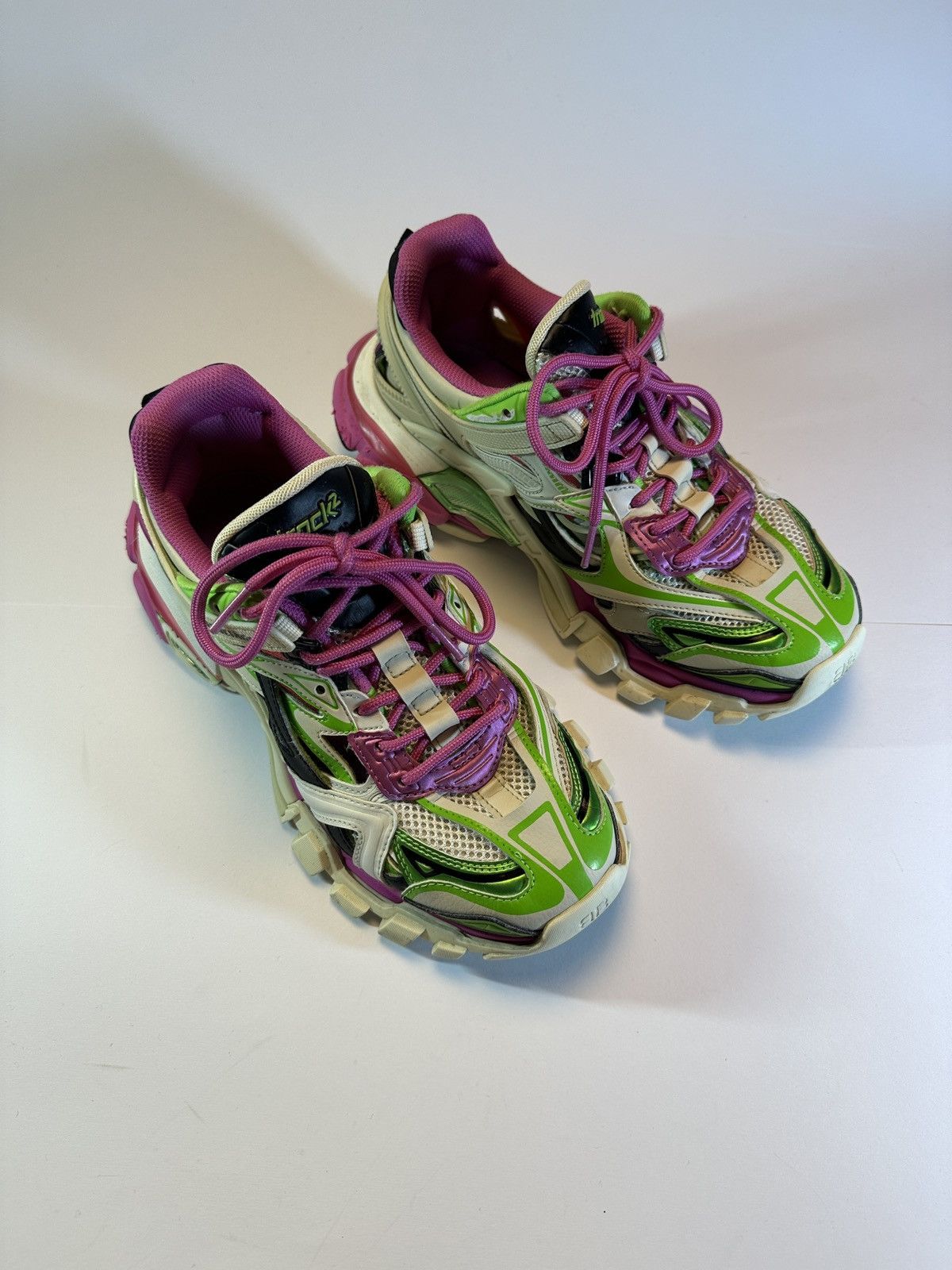 image of Balenciaga Track 2 Trainers Pink Green Shoes, Men's (Size 6)