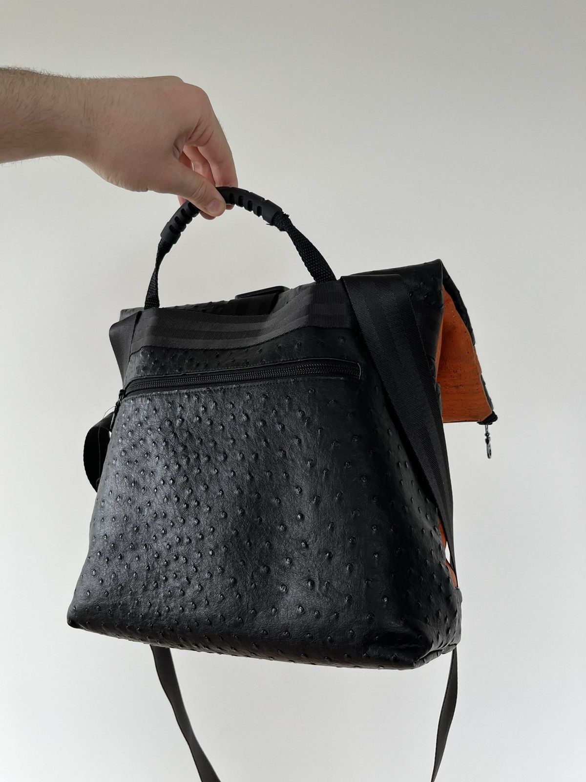 The Recycled Planet Avant Garde "Ostrich Leather" TwoWay y2k gorpcore Bag Orange Size ONE SIZE - 19 Thumbnail