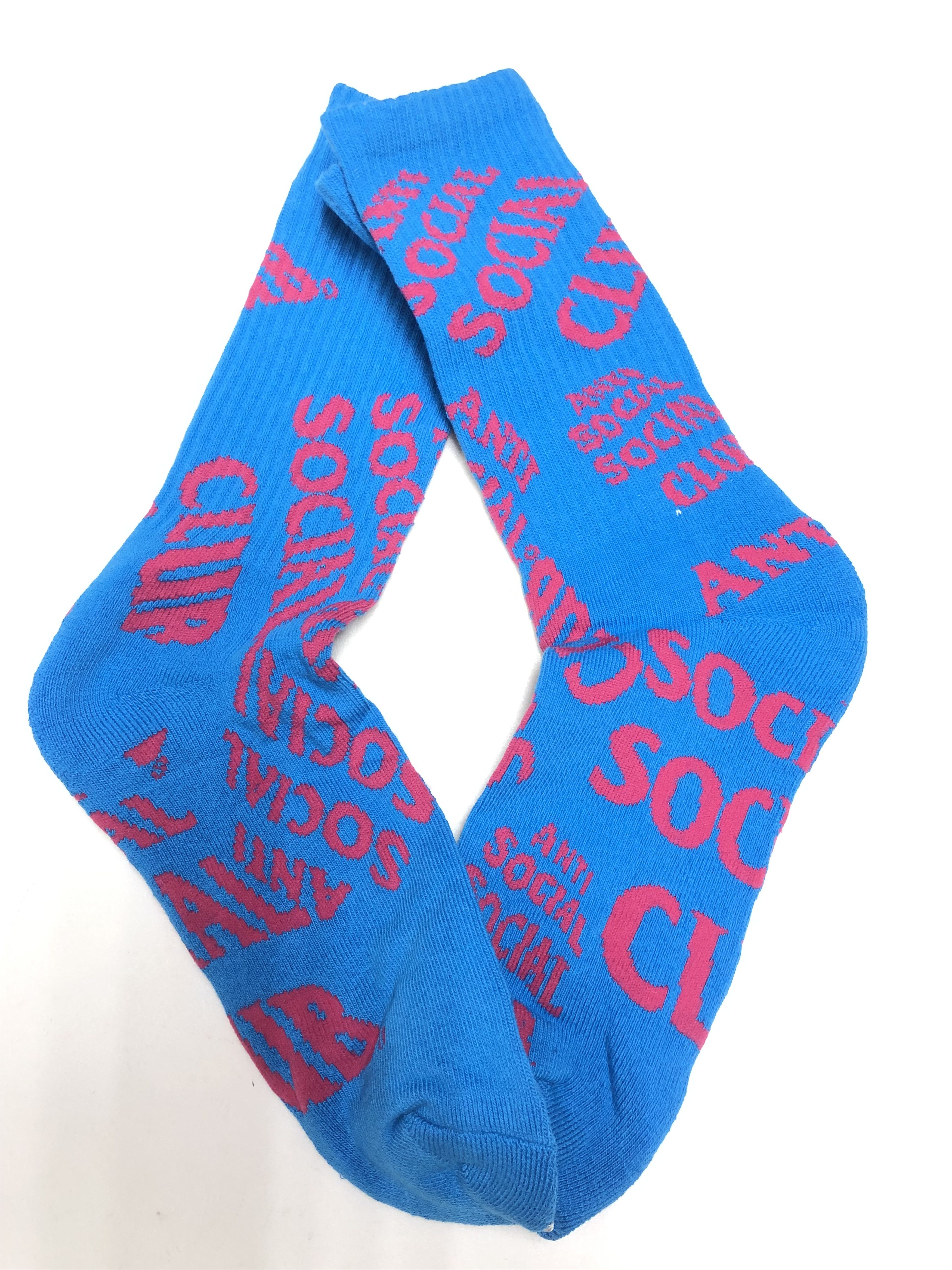 Anti Social Social Club DS ASSC Red Logo No Drama Blue socks BAPE Yeezy Kith VLONE Size ONE SIZE - 4 Thumbnail