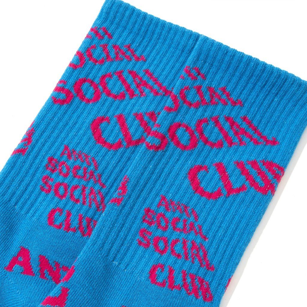 Anti Social Social Club DS ASSC Red Logo No Drama Blue socks BAPE Yeezy Kith VLONE Size ONE SIZE - 3 Thumbnail