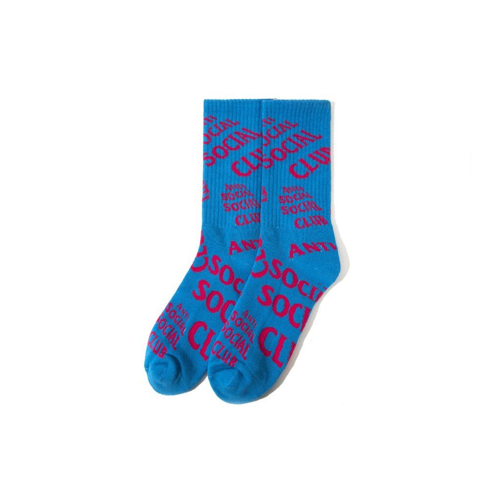 Anti Social Social Club DS ASSC Red Logo No Drama Blue socks BAPE Yeezy Kith VLONE Size ONE SIZE - 5 Thumbnail