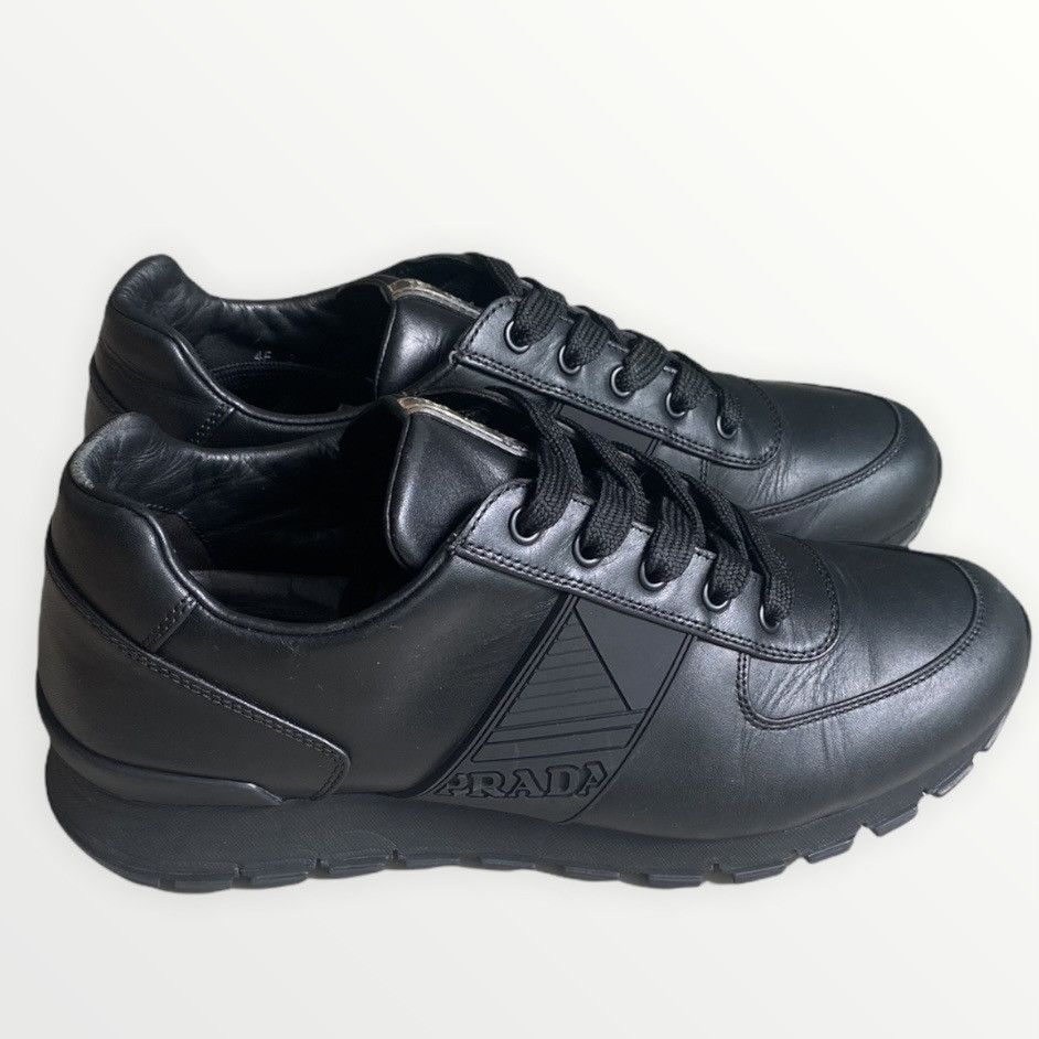 image of Prada Vitello Plume Running Sneakers in Black, Men's (Size 9)