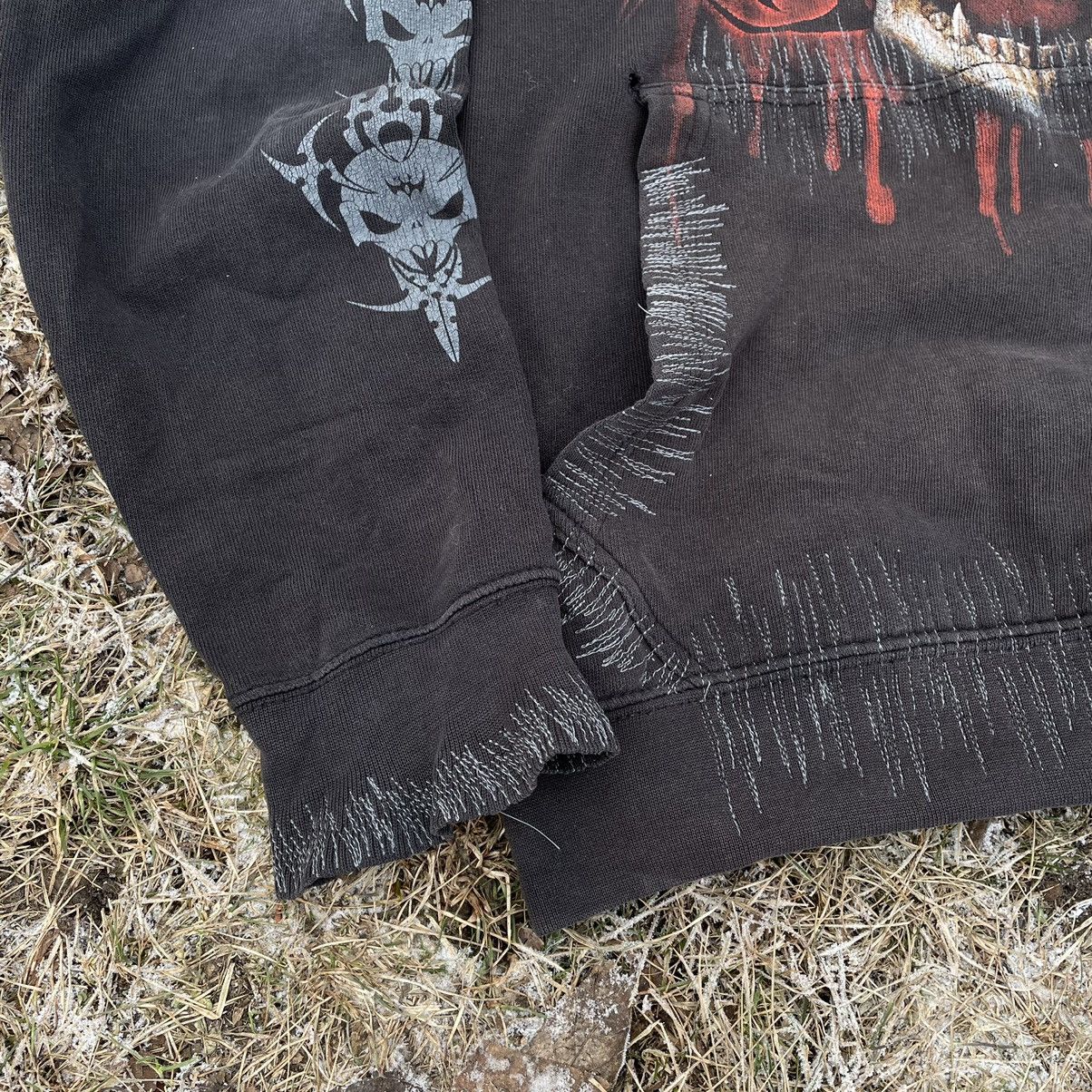 Vintage Vintage Y2K Goth Skull Graphic Hoodie Faded Black Boxy S Size US S / EU 44-46 / 1 - 4 Thumbnail