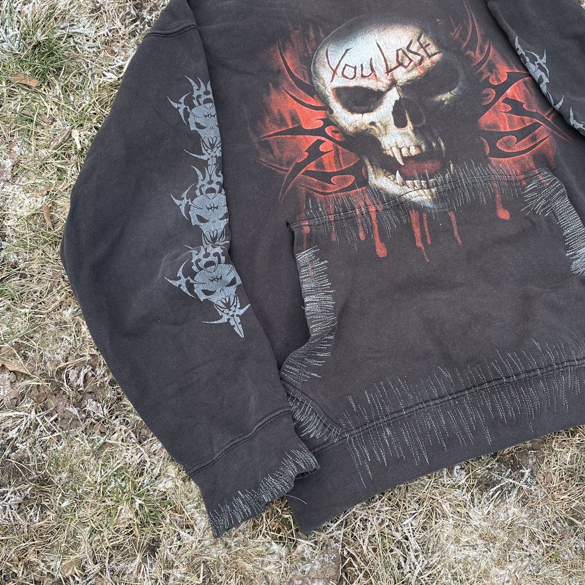 Vintage Vintage Y2K Goth Skull Graphic Hoodie Faded Black Boxy S Size US S / EU 44-46 / 1 - 2 Thumbnail