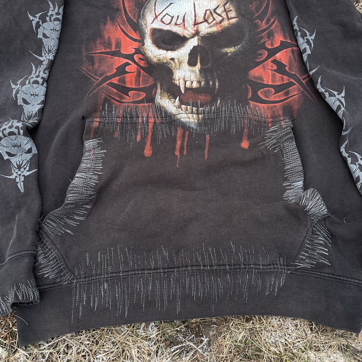 Vintage Vintage Y2K Goth Skull Graphic Hoodie Faded Black Boxy S Size US S / EU 44-46 / 1 - 5 Thumbnail