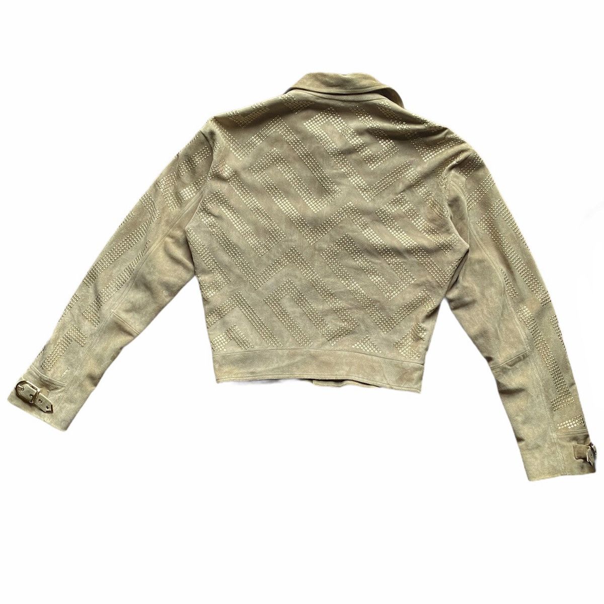 Versace Rivet stud Beige Suede Biker Jacket (Main Line) Size US M / EU 48-50 / 2 - 2 Thumbnail
