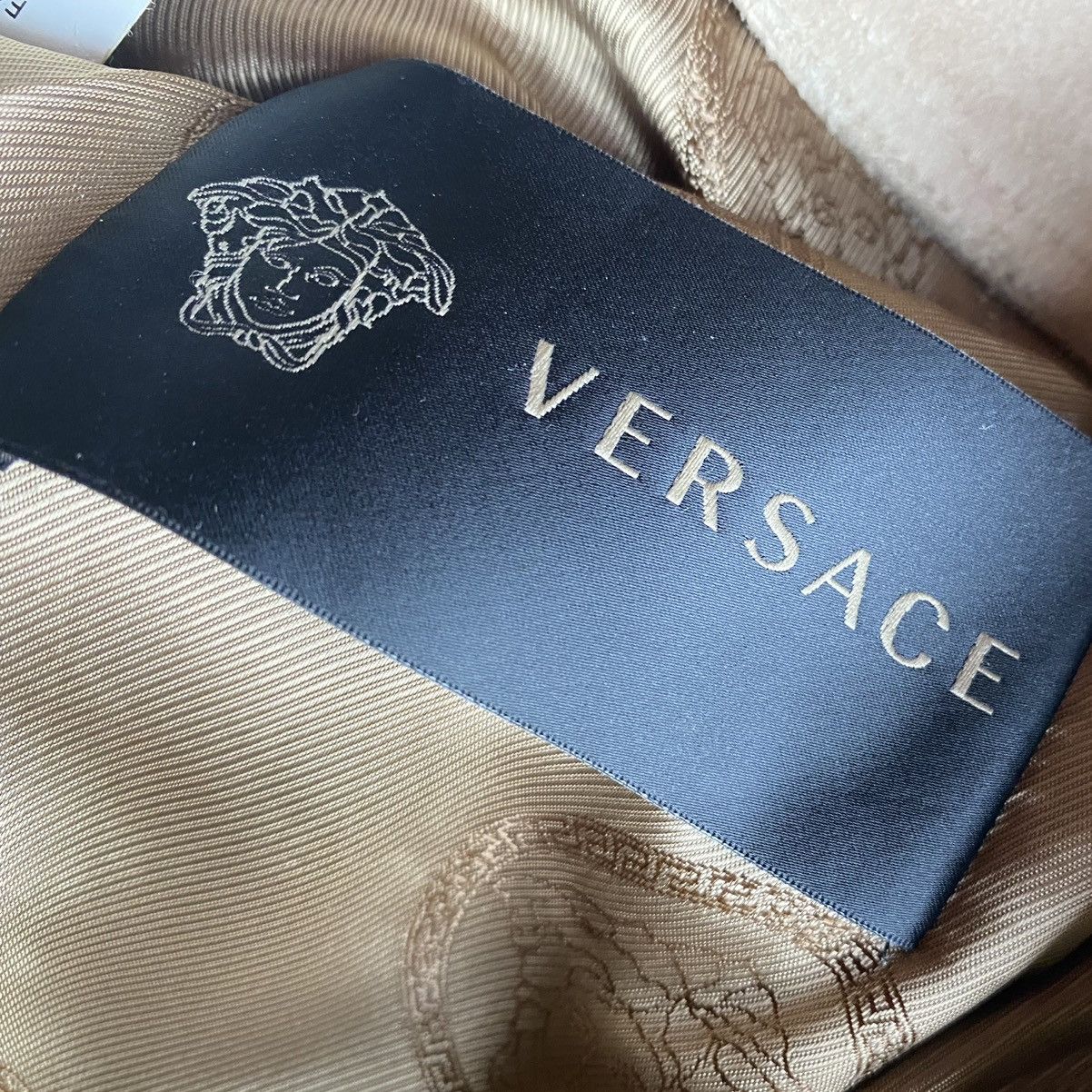 Versace Rivet stud Beige Suede Biker Jacket (Main Line) Size US M / EU 48-50 / 2 - 6 Thumbnail