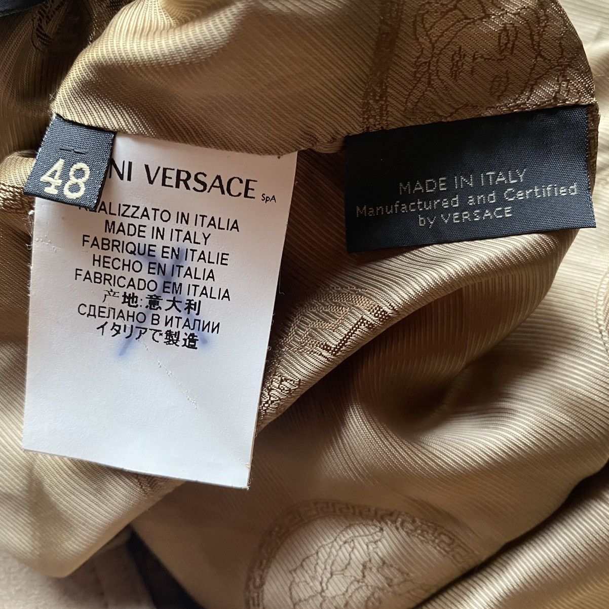 Versace Rivet stud Beige Suede Biker Jacket (Main Line) Size US M / EU 48-50 / 2 - 7 Thumbnail