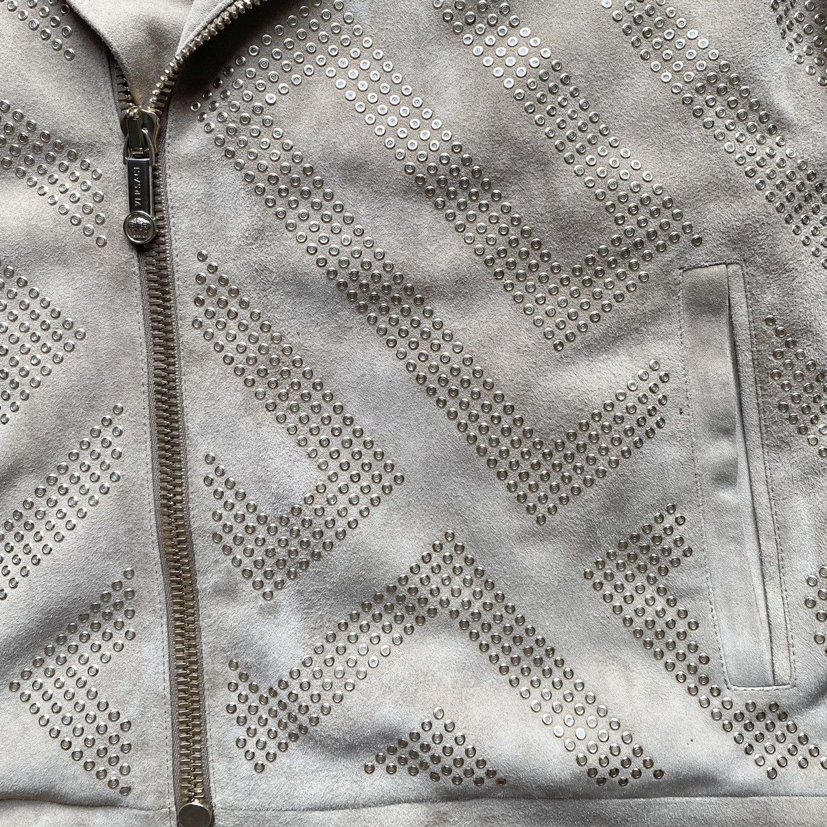 Versace Rivet stud Beige Suede Biker Jacket (Main Line) Size US M / EU 48-50 / 2 - 3 Thumbnail