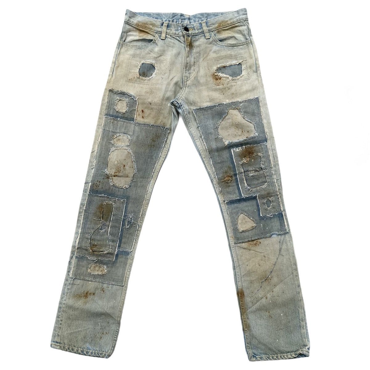 N.Hoolywood SS10 Patchwork Damage Jeans Size US 30 / EU 46 - 2 Thumbnail