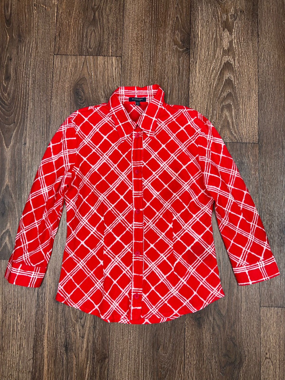 Burberry London Vintage Plaid Geometric Print Shirt