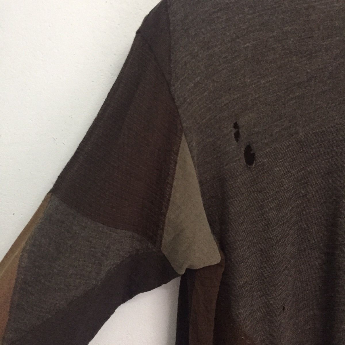 Japanese Brand Destroyed Jurgen Lehl Long Sleeve Mesh Top Patchwork Design Size US M / EU 48-50 / 2 - 13 Thumbnail