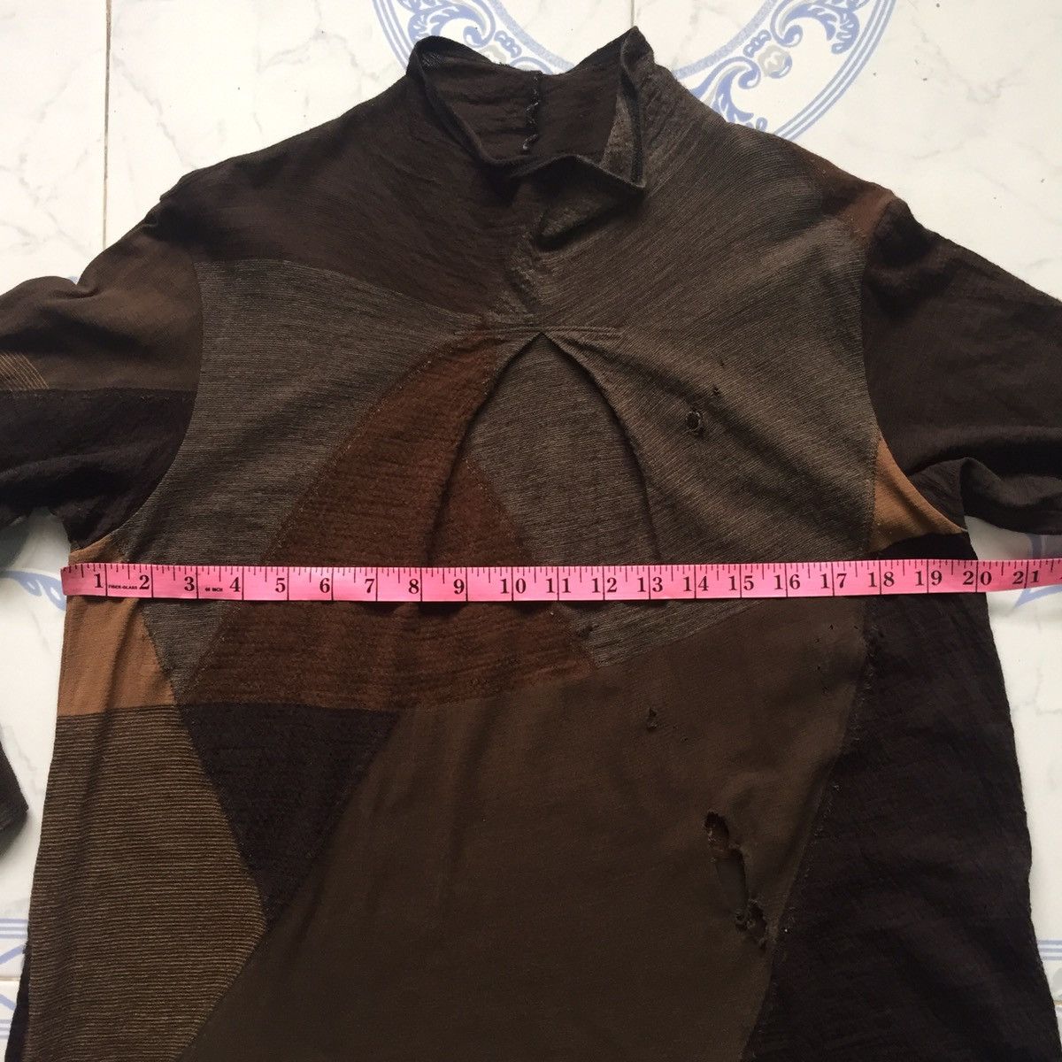 Japanese Brand Destroyed Jurgen Lehl Long Sleeve Mesh Top Patchwork Design Size US M / EU 48-50 / 2 - 21 Thumbnail