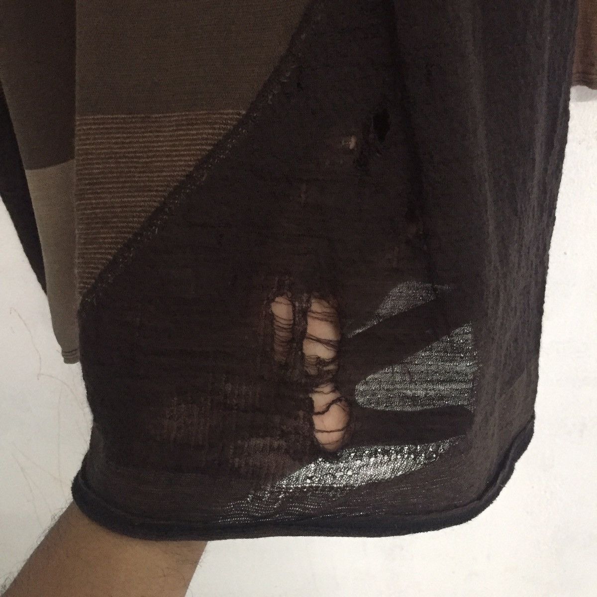 Japanese Brand Destroyed Jurgen Lehl Long Sleeve Mesh Top Patchwork Design Size US M / EU 48-50 / 2 - 9 Thumbnail