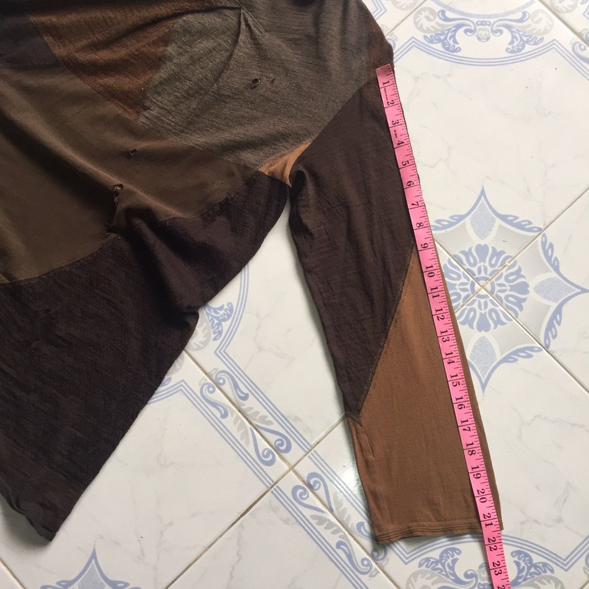 Japanese Brand Destroyed Jurgen Lehl Long Sleeve Mesh Top Patchwork Design Size US M / EU 48-50 / 2 - 22 Thumbnail