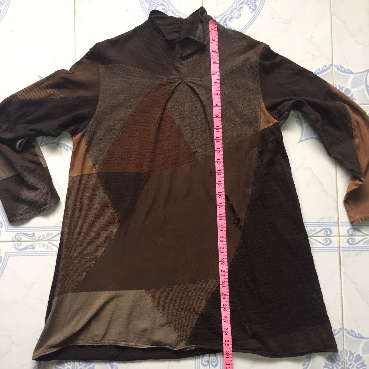 Japanese Brand Destroyed Jurgen Lehl Long Sleeve Mesh Top Patchwork Design Size US M / EU 48-50 / 2 - 20 Thumbnail