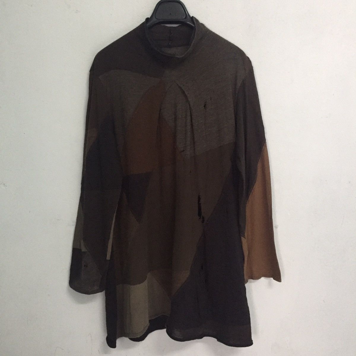 Japanese Brand Destroyed Jurgen Lehl Long Sleeve Mesh Top Patchwork Design Size US M / EU 48-50 / 2 - 2 Thumbnail