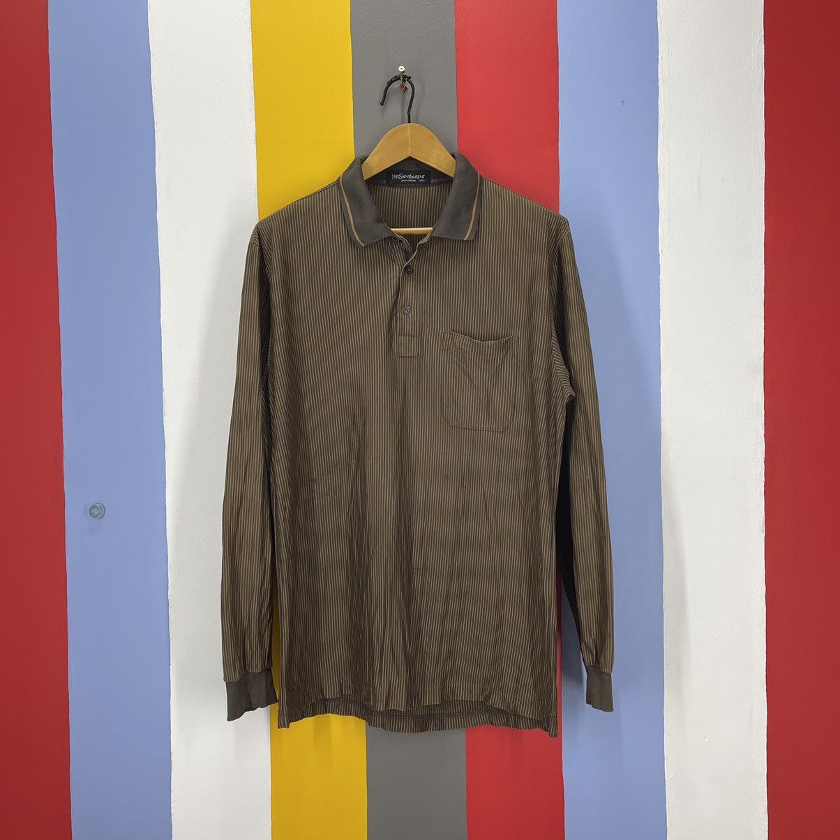 Yves Saint Laurent YSL POUR HOMME Stripe Polo T Shirt #1118/AN Size US L / EU 52-54 / 3 - 1 Thumbnail