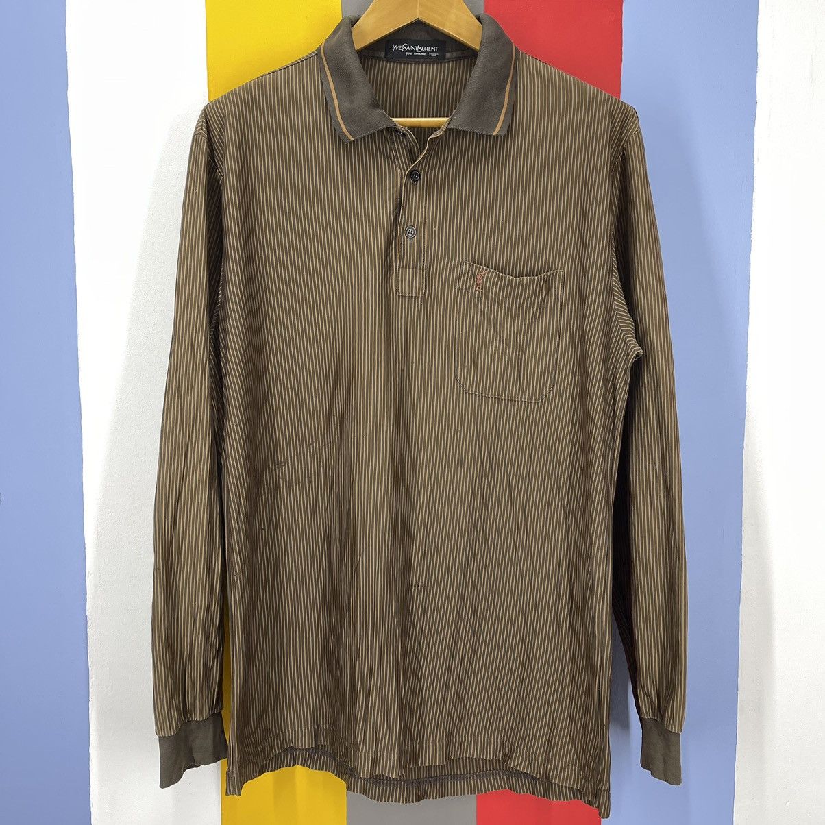 Yves Saint Laurent YSL POUR HOMME Stripe Polo T Shirt #1118/AN Size US L / EU 52-54 / 3 - 2 Thumbnail