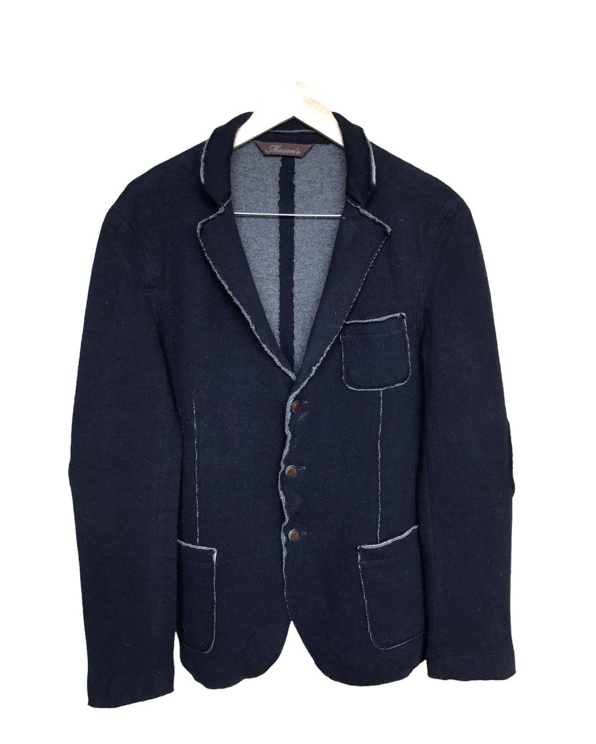 image of Italian Designers Vintage Masons Survival Distressed Wool Giacca in Blue, Men's (Size Medium)