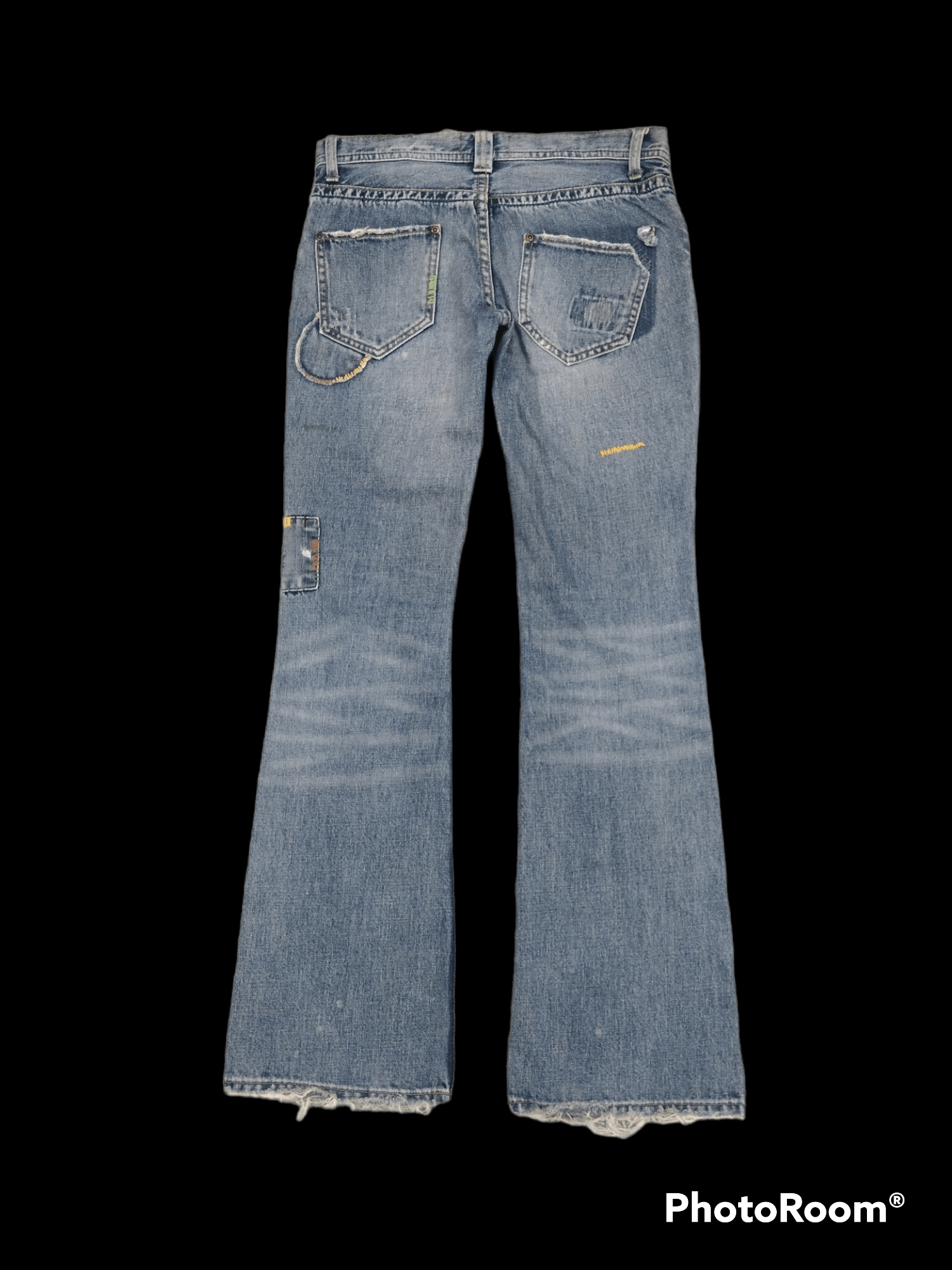Japanese Brand FLARE🔥DISTRESSED LOW RISE PACTHWORK IA-RI DENIM PANTS Size US 28 / EU 44 - 2 Thumbnail