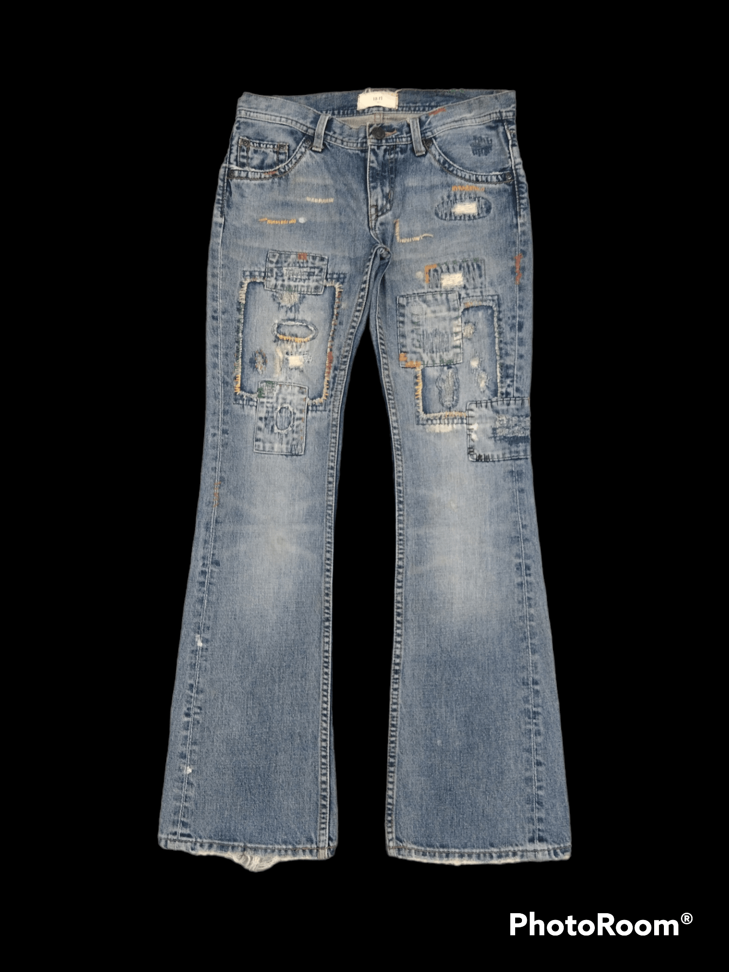 Japanese Brand FLARE🔥DISTRESSED LOW RISE PACTHWORK IA-RI DENIM PANTS Size US 28 / EU 44 - 1 Thumbnail