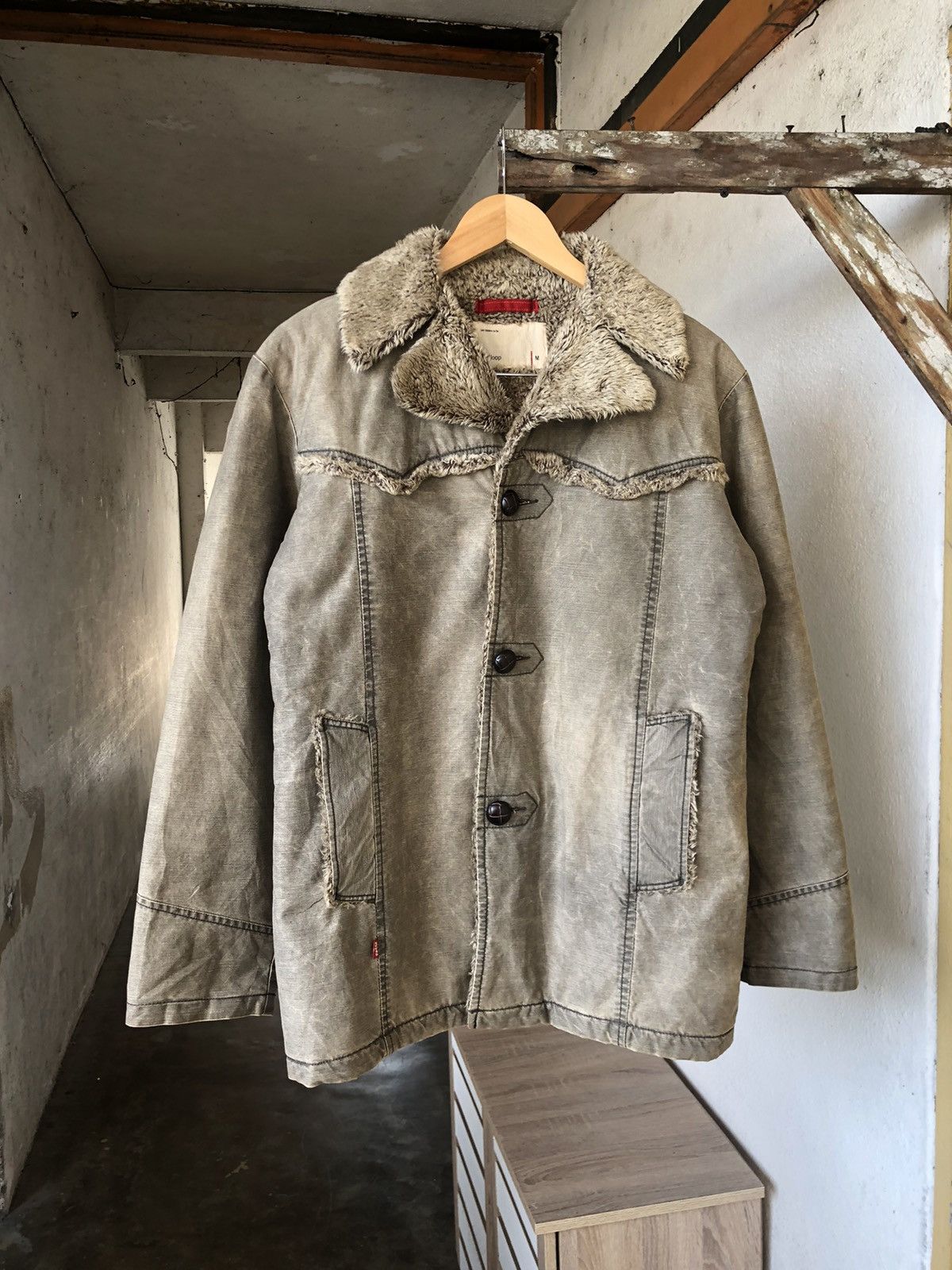 Levi's Vintage Levis Redloop Faded Distressed Sherpa Jacket Size US M / EU 48-50 / 2 - 3 Thumbnail