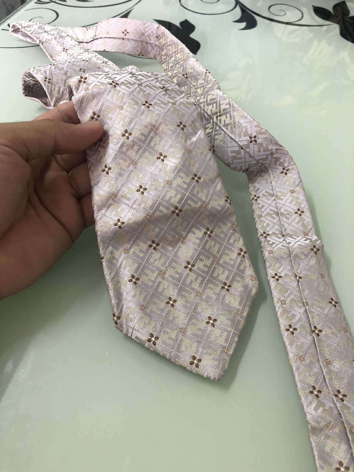 Fendi Vintage FENDI Zucca Monogram Pink Silk Ties Size ONE SIZE - 11 Thumbnail
